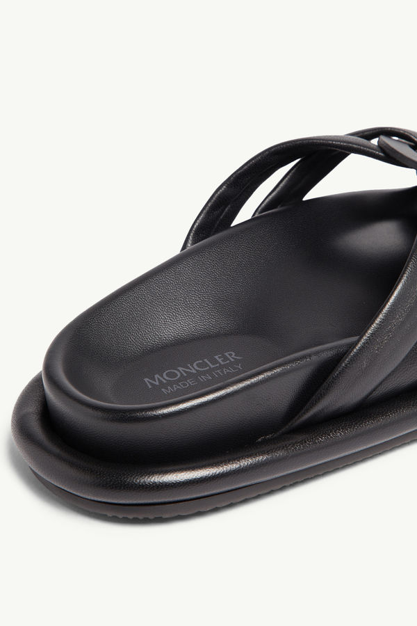 Bell Soft Leather Sliders Women Black Moncler 2