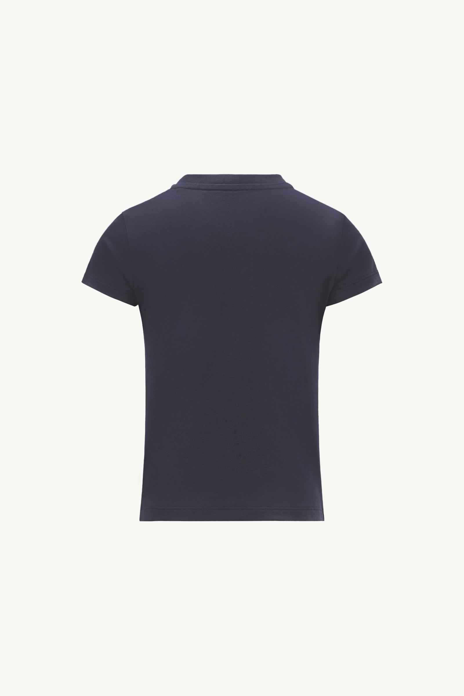 Embroidered Logo Cotton T-Shirt Girl Night Blue Moncler 1