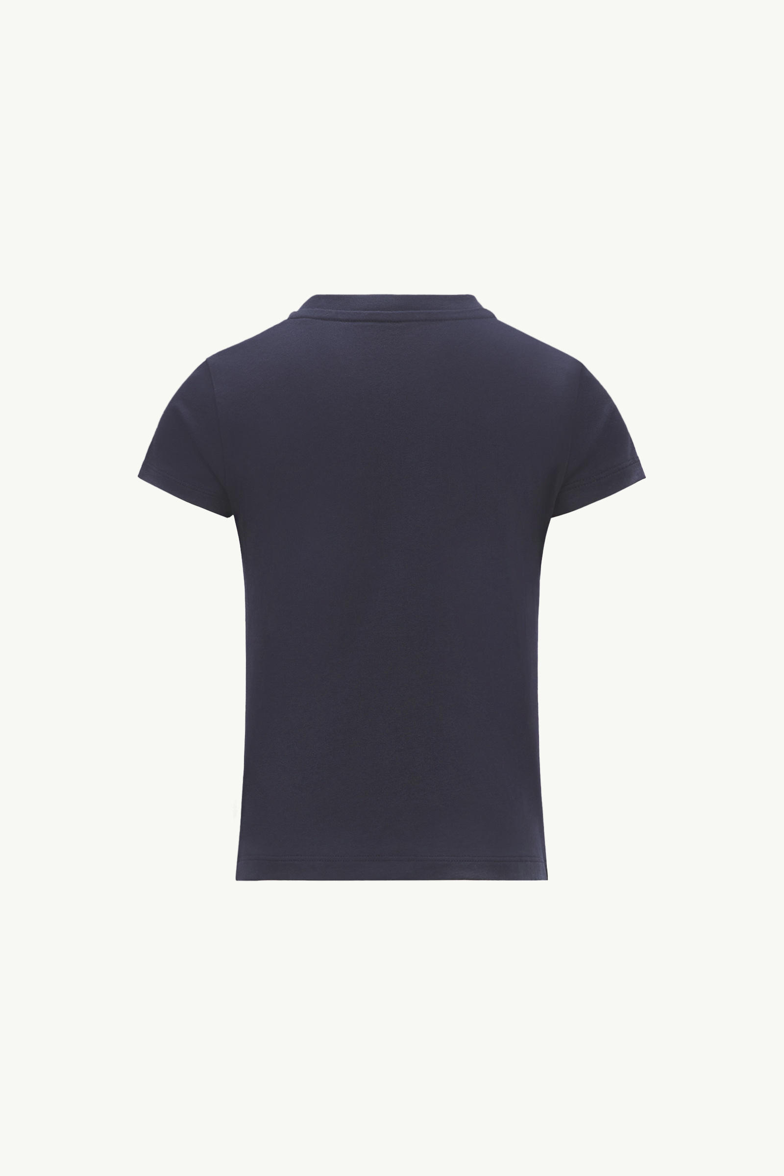 T-shirt en coton à logo brodé Fille Bleu Nuit Moncler 1