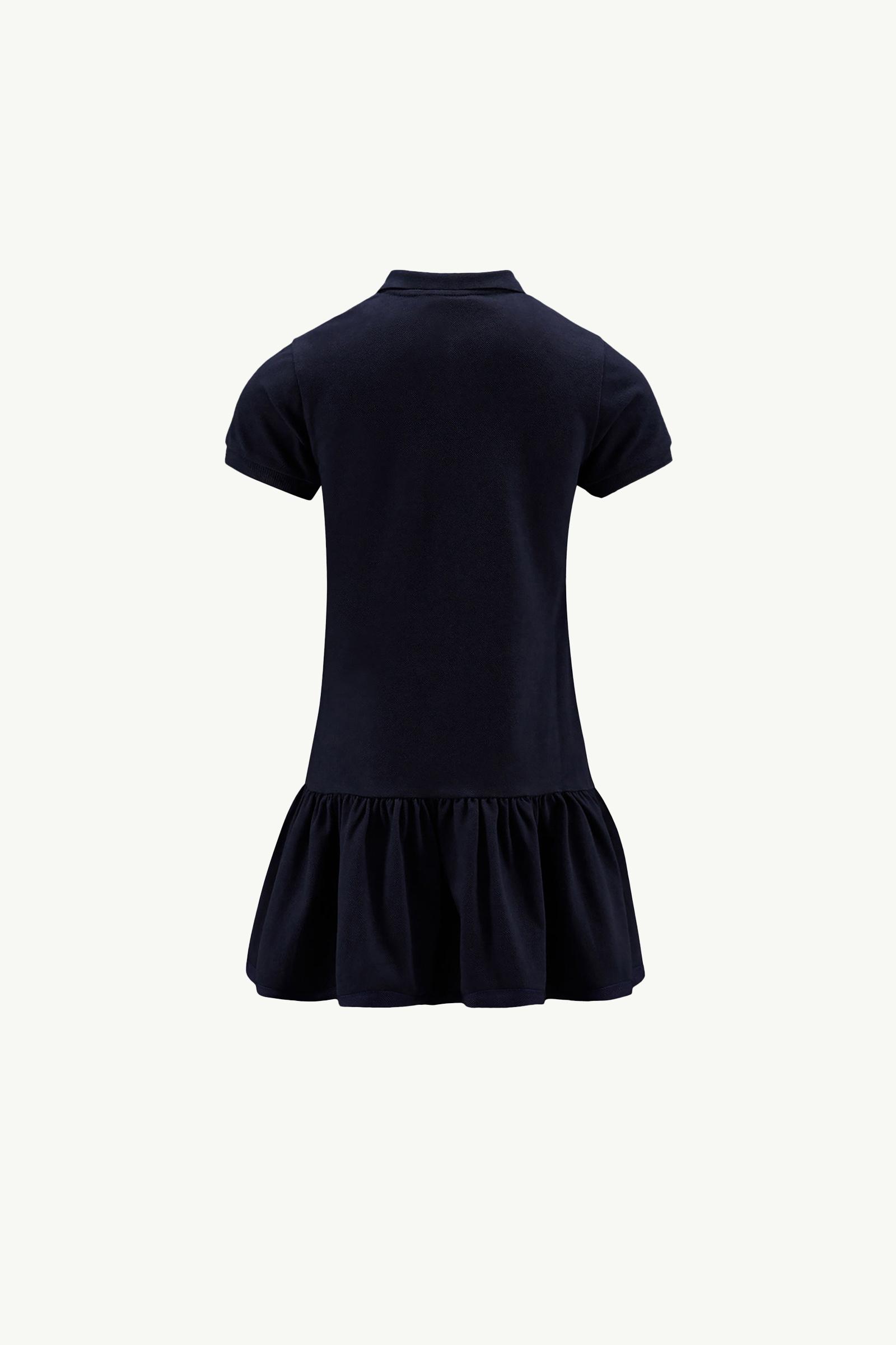 Cotton Piquet Polo Shirt Dress Girl Dark Blue Moncler 1