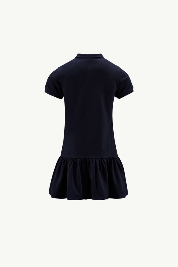 Cotton Piquet Polo Shirt Dress Girl Dark Blue Moncler 1