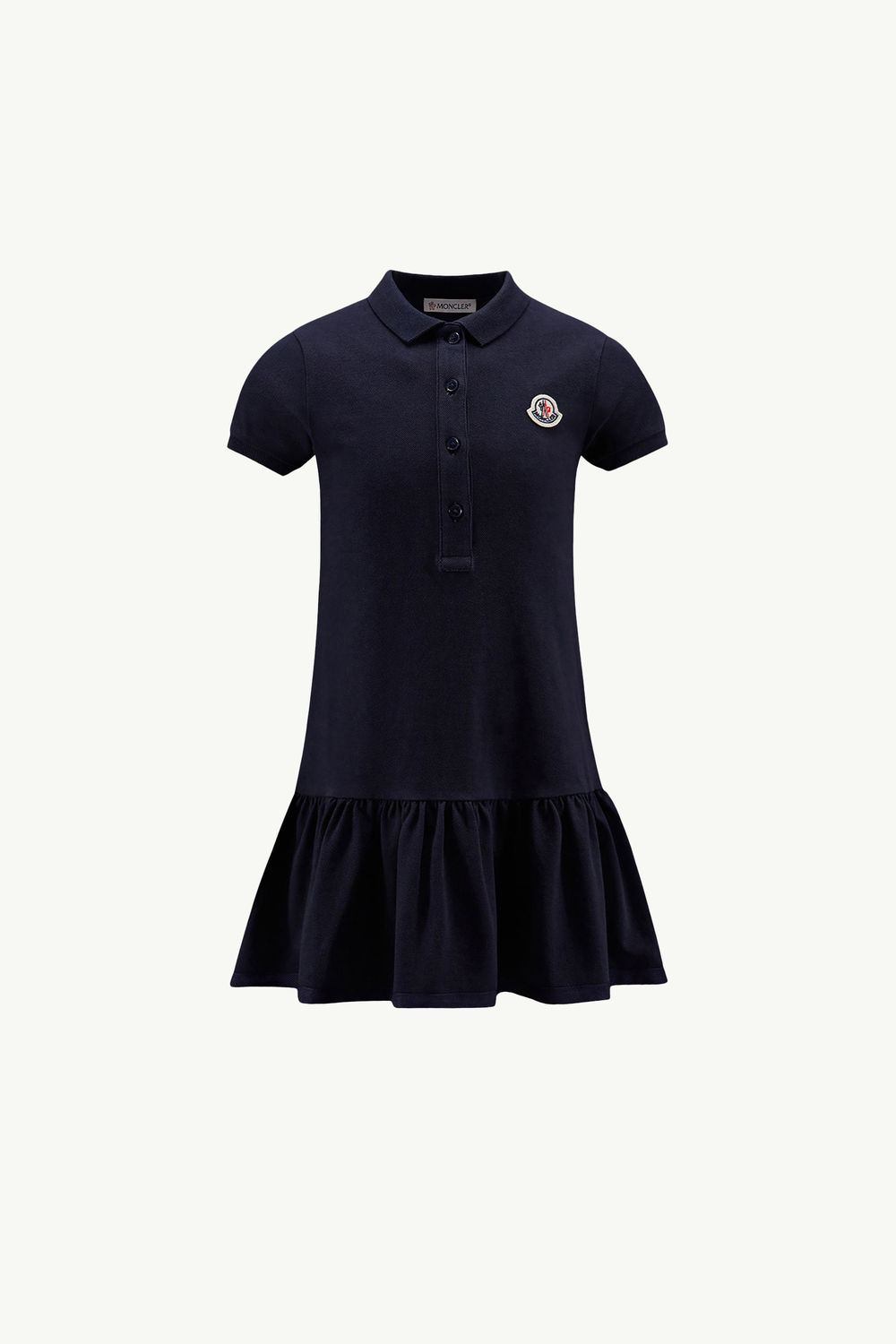 Cotton Piquet Polo Shirt Dress Girl Dark Blue Moncler 0
