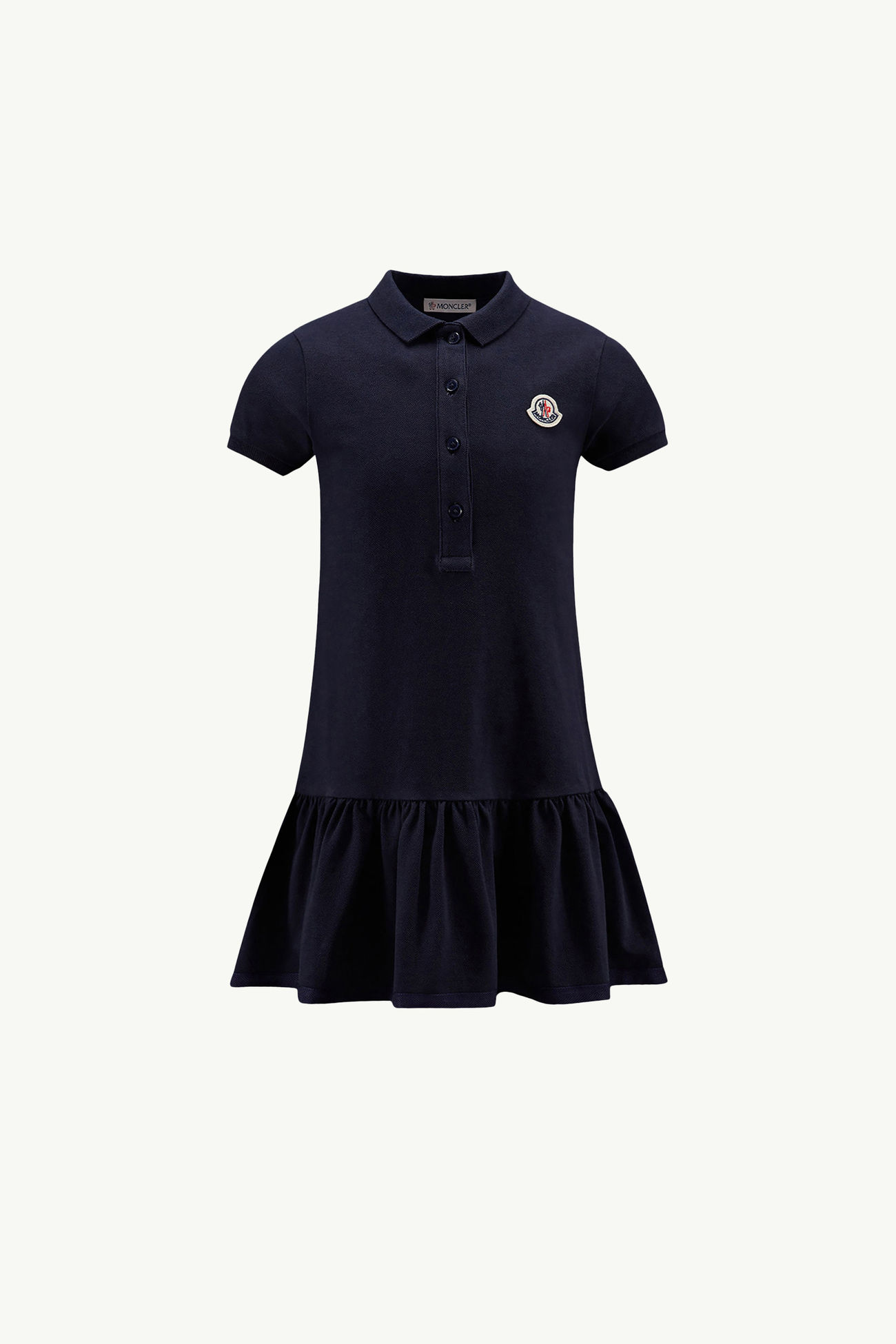 Vestido polo de piqué de algodón Niña Azul oscuro Moncler 0