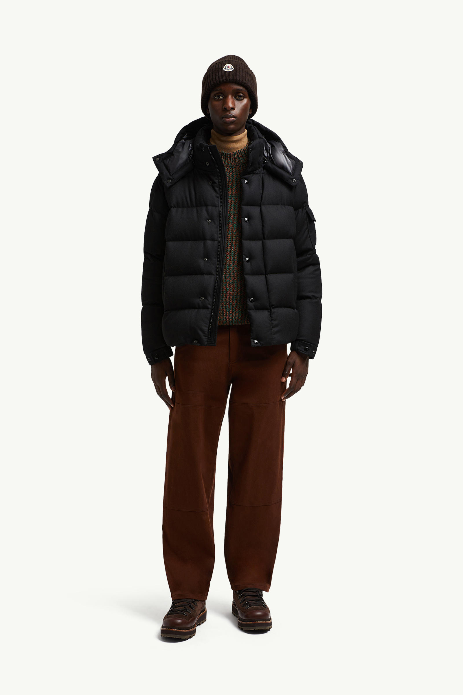 Vezere Hooded Flanelle Short Down Jacket Men Black Moncler 0