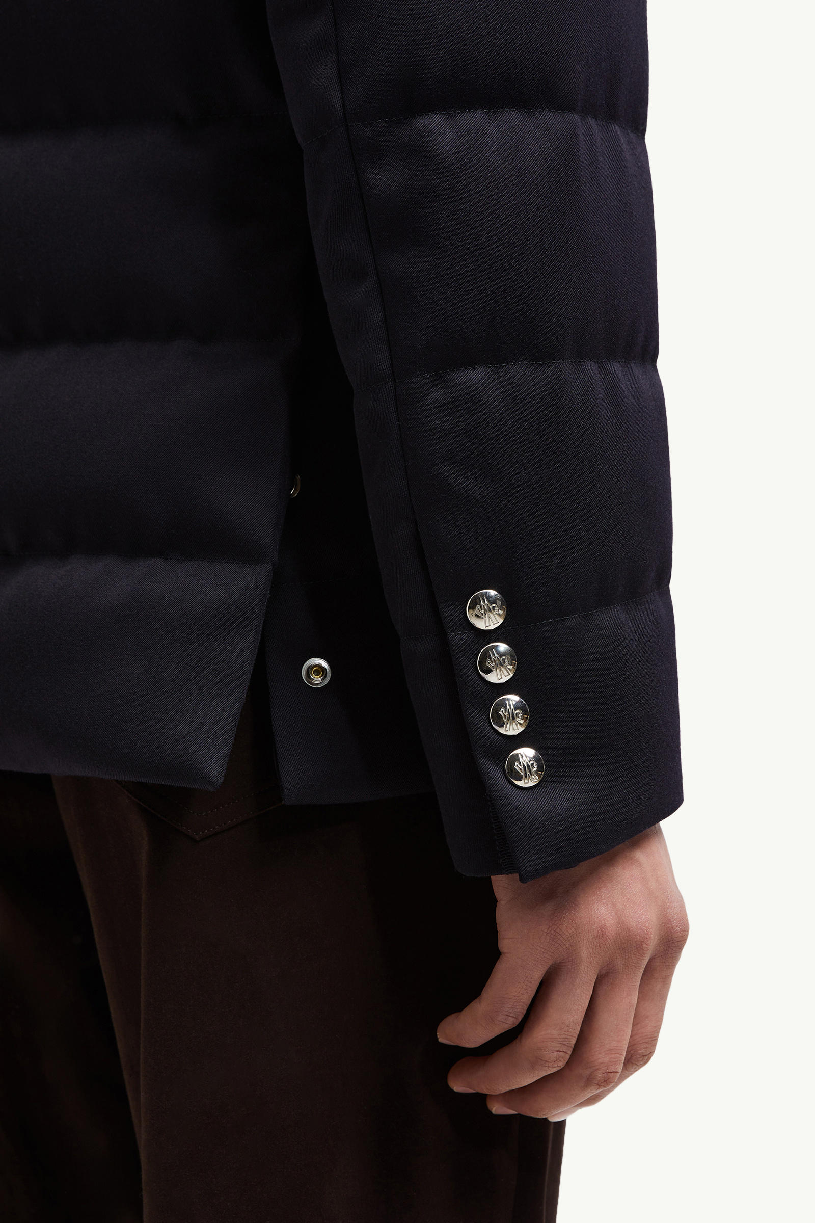 Bess Hooded Wool Short Down Jacket Men Navy Blue Moncler 8