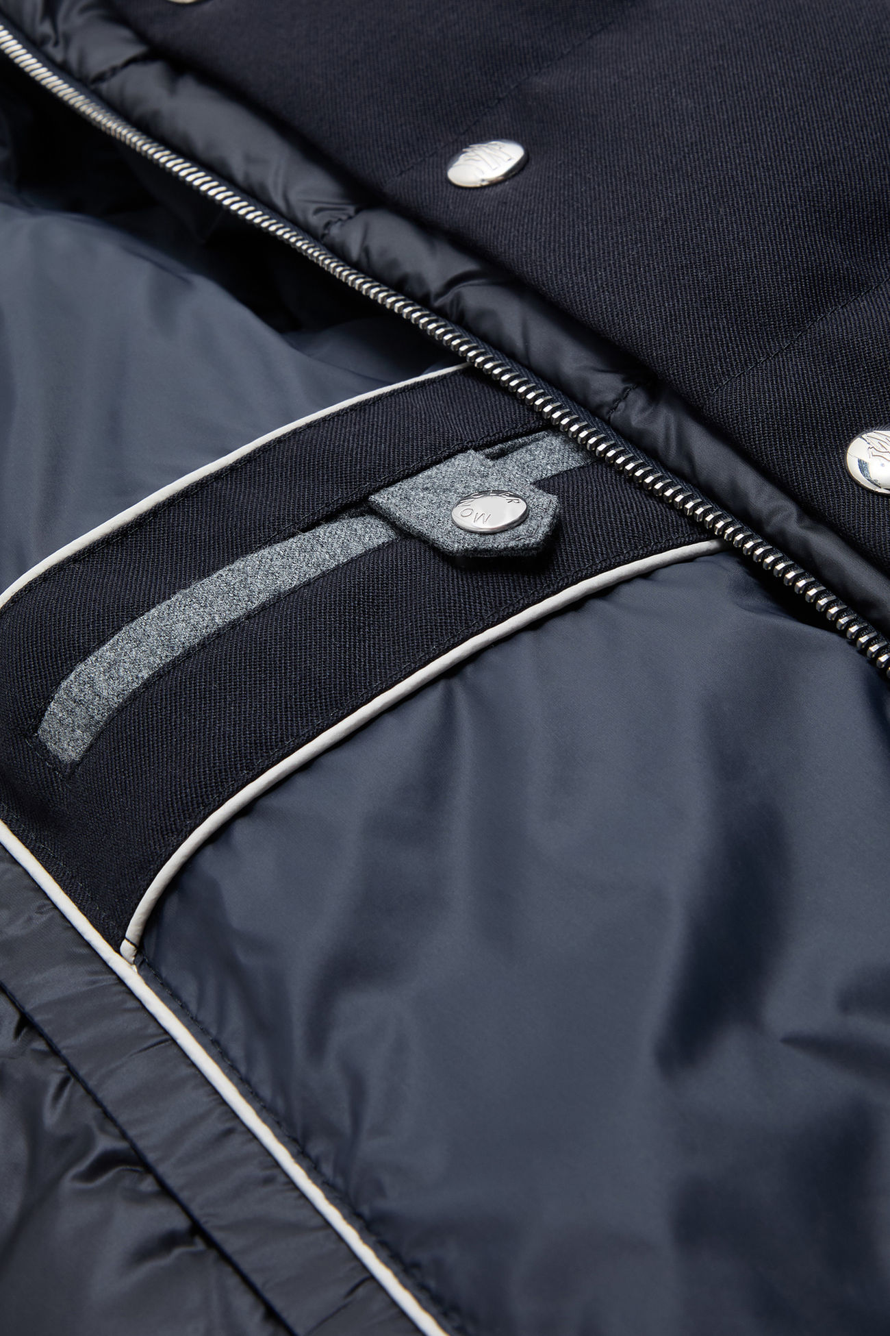 Bess 후드 울 쇼트 다운 재킷 남성 네이비 블루 Moncler 9