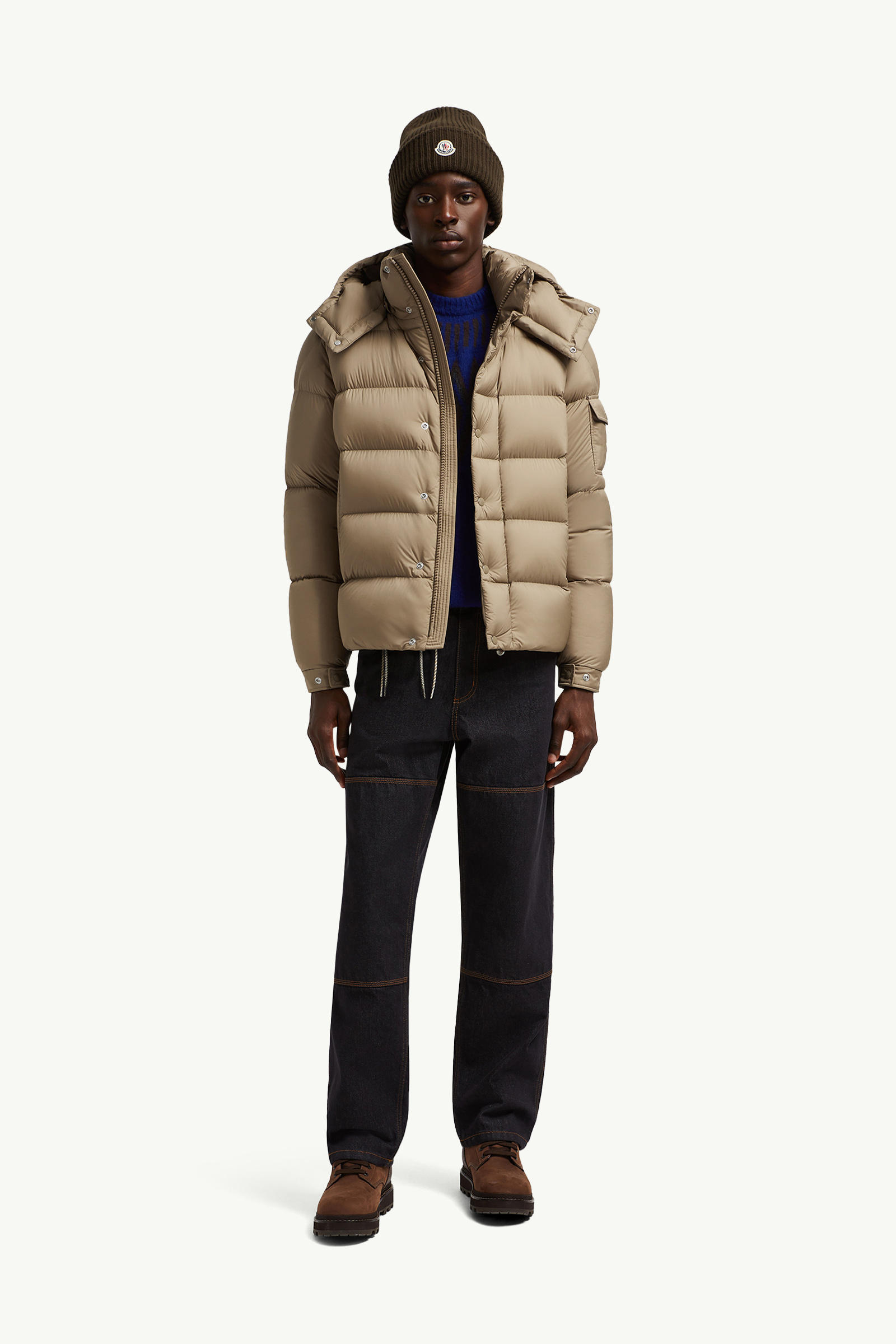 Vezere Hooded Short Down Jacket Men Light Brown Moncler 0