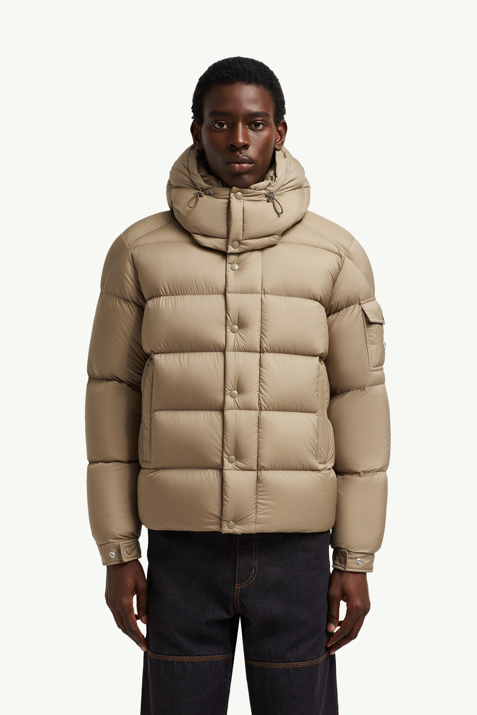 Vezere Hooded Short Down Jacket Men Light Brown Moncler 3