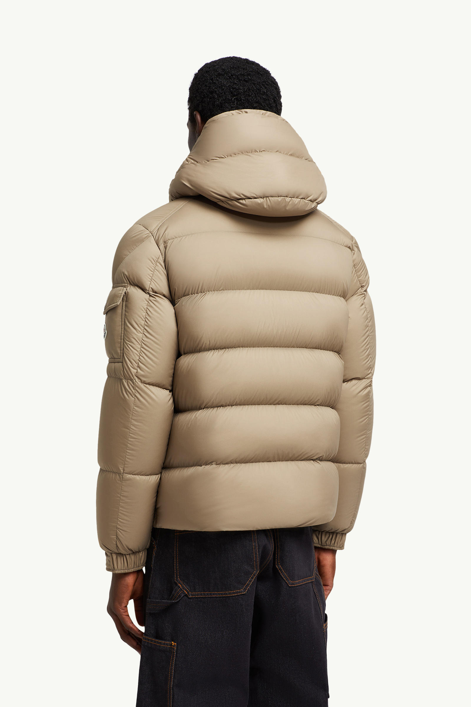 Vezere Hooded Short Down Jacket Men Light Brown Moncler 4