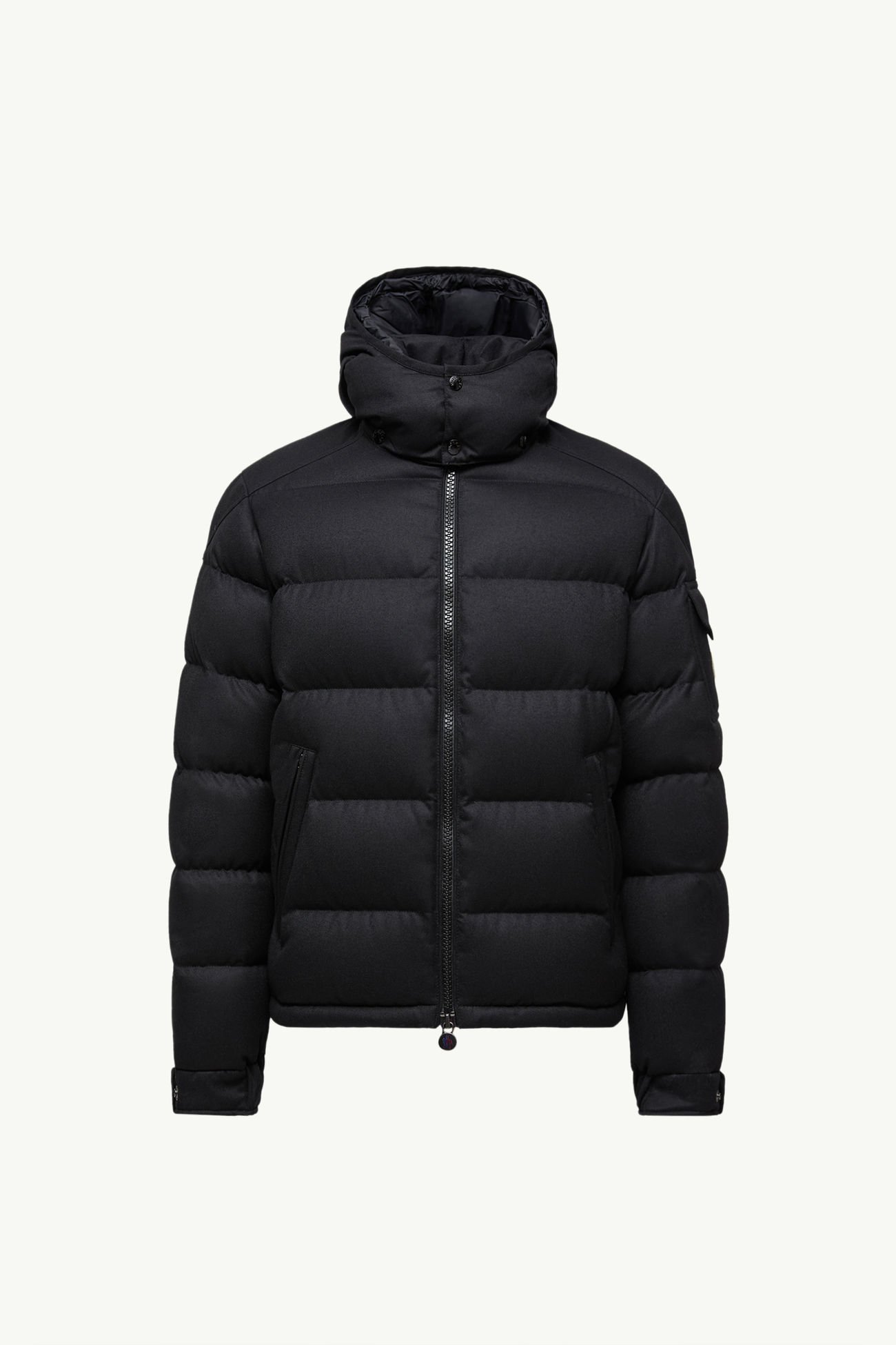 Piumino corto in flanella di lana con cappuccio Montgenevre Uomo Nero Moncler 2