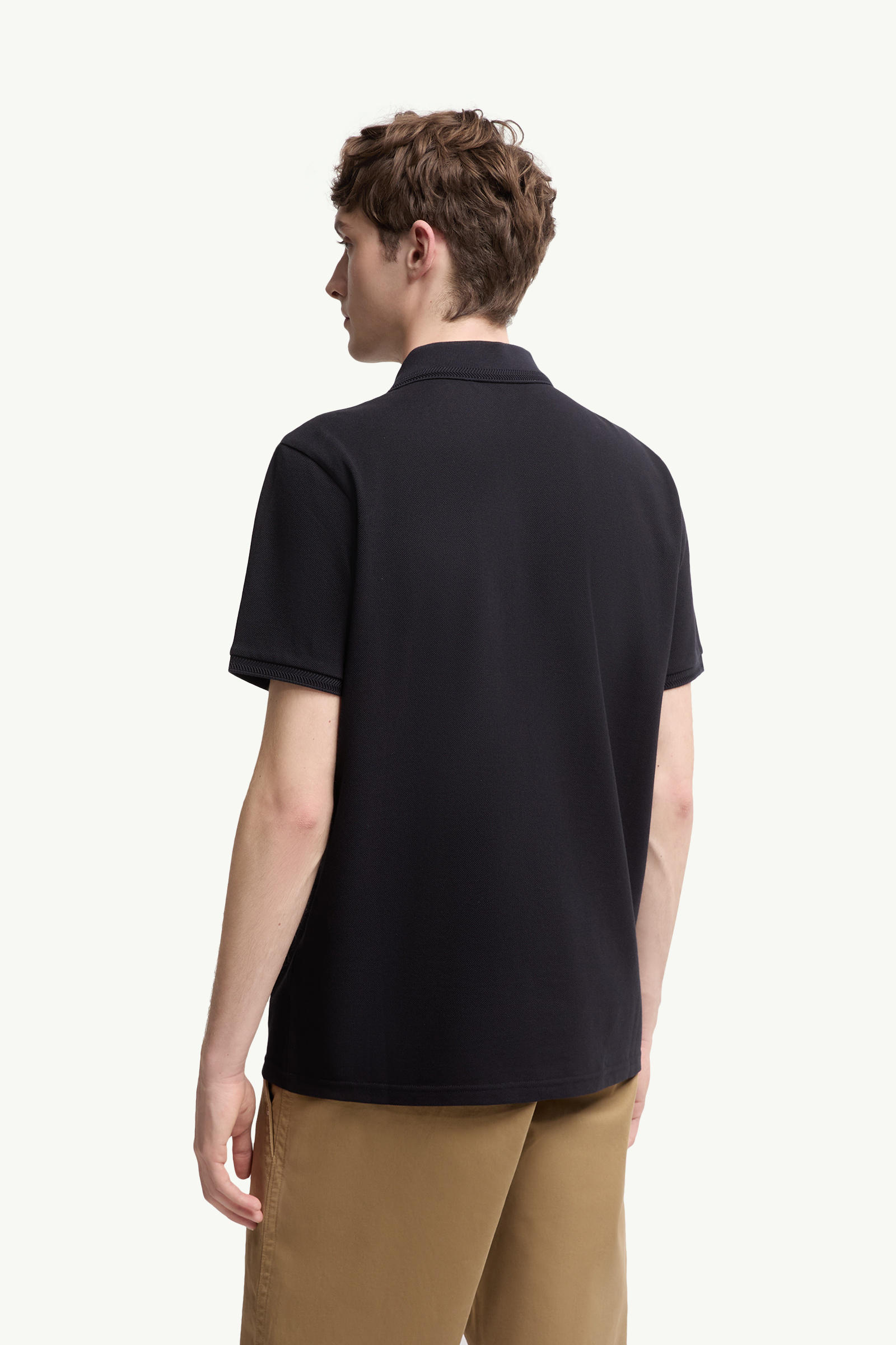 Logo Patch Cotton Piquet Polo Shirt Men Night Blue Moncler 4