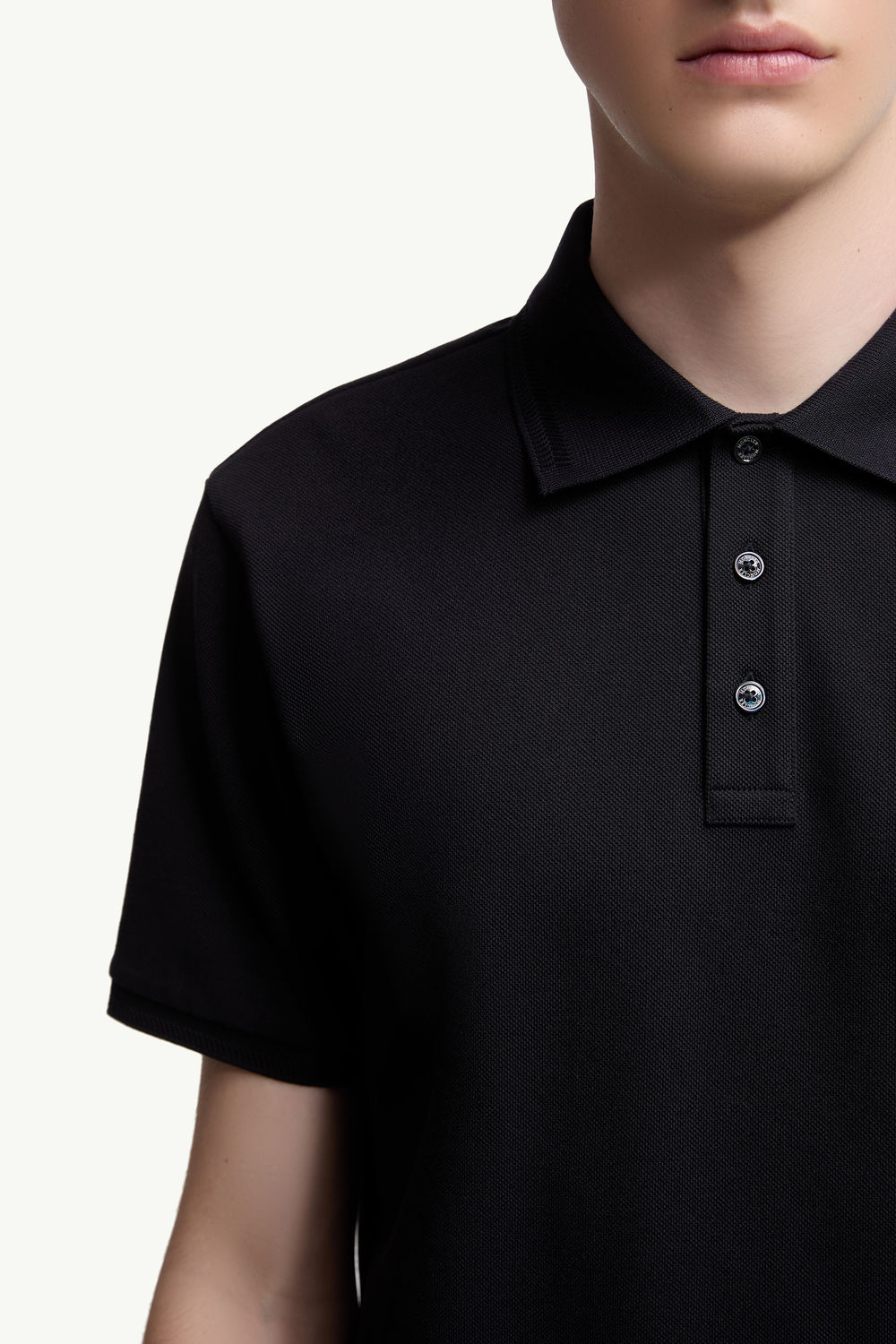 Logo Patch Cotton Piquet Polo Shirt Men Night Blue Moncler 5