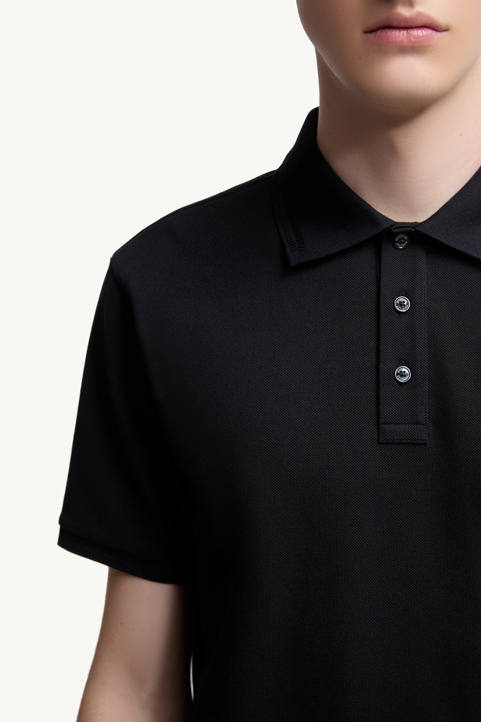 Logo Patch Cotton Piquet Polo Shirt Men Night Blue Moncler 5