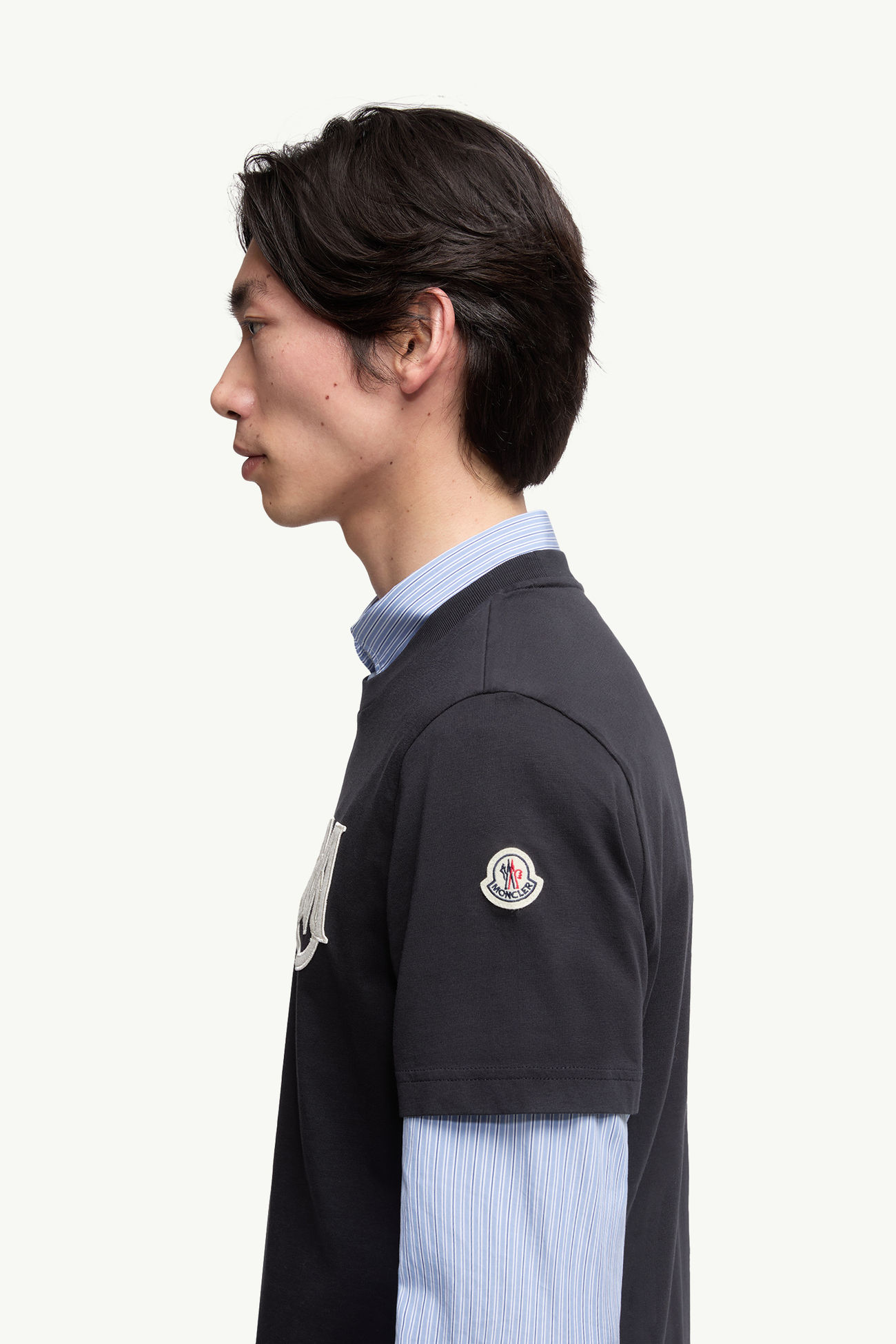 T-shirt in cotone con monogramma Uomo Blu Navy Moncler 1