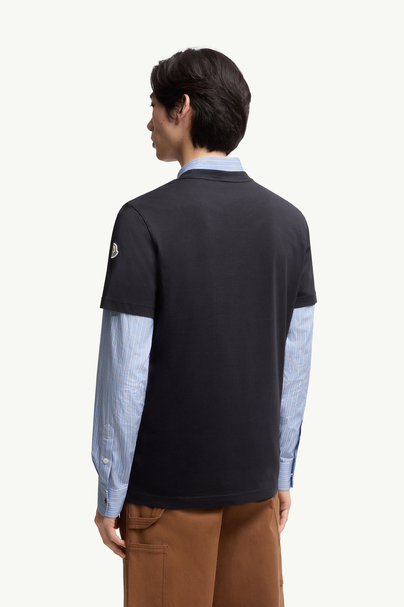 T-shirt in cotone con monogramma Uomo Blu Navy Moncler 4