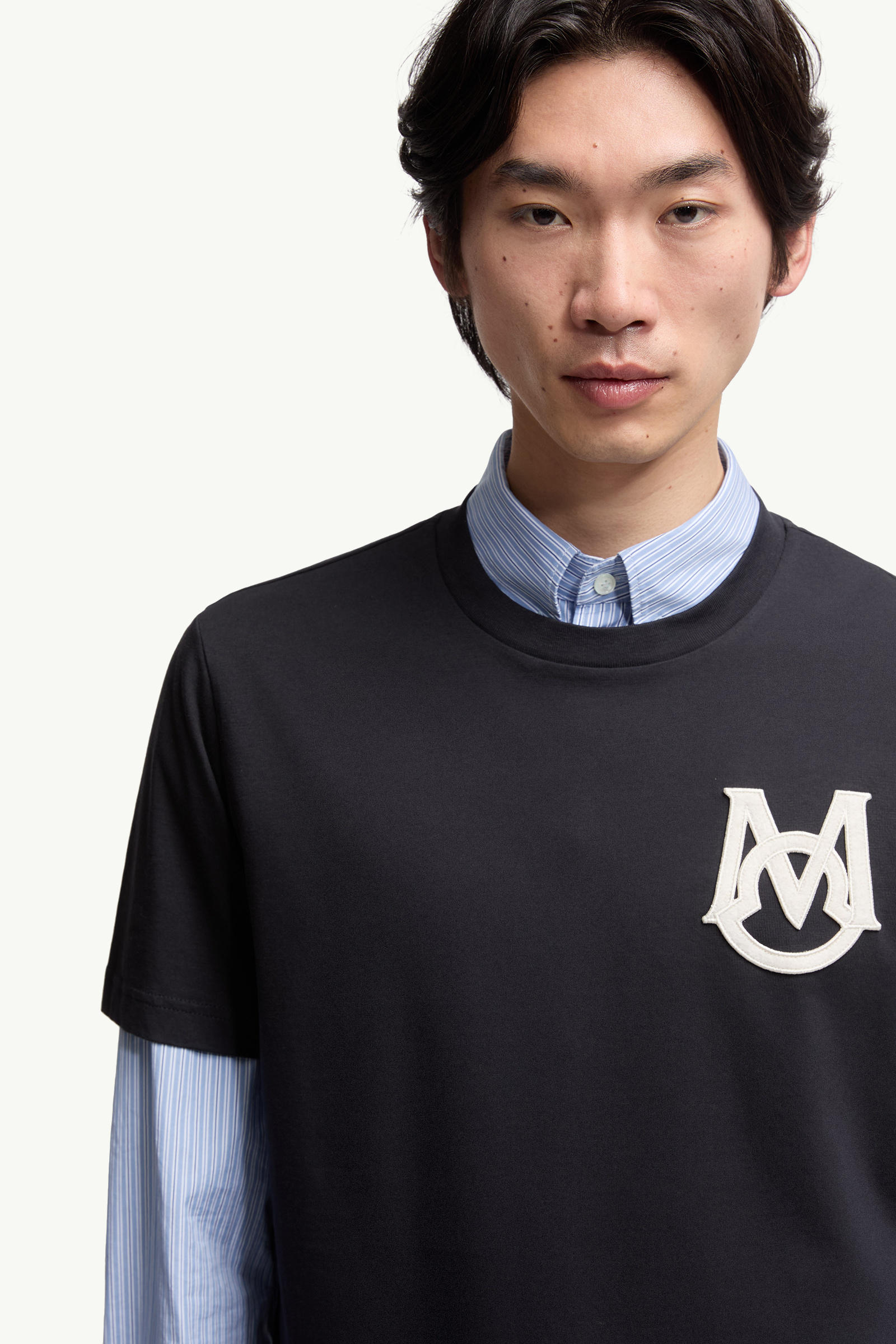 Monogram Cotton T-Shirt Men Navy Blue Moncler 5