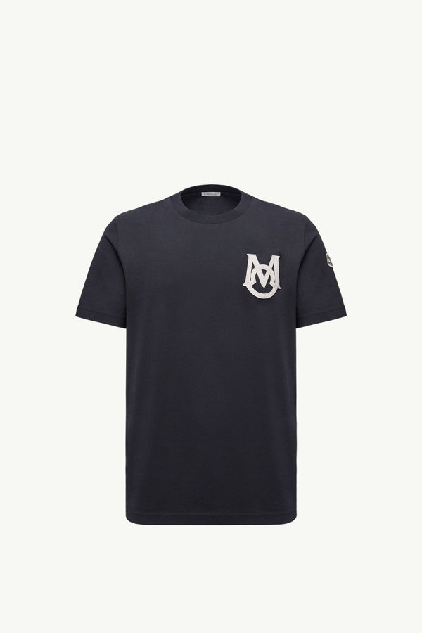 T-Shirt aus Baumwolle mit Monogramm Herren Navyblau Moncler 2