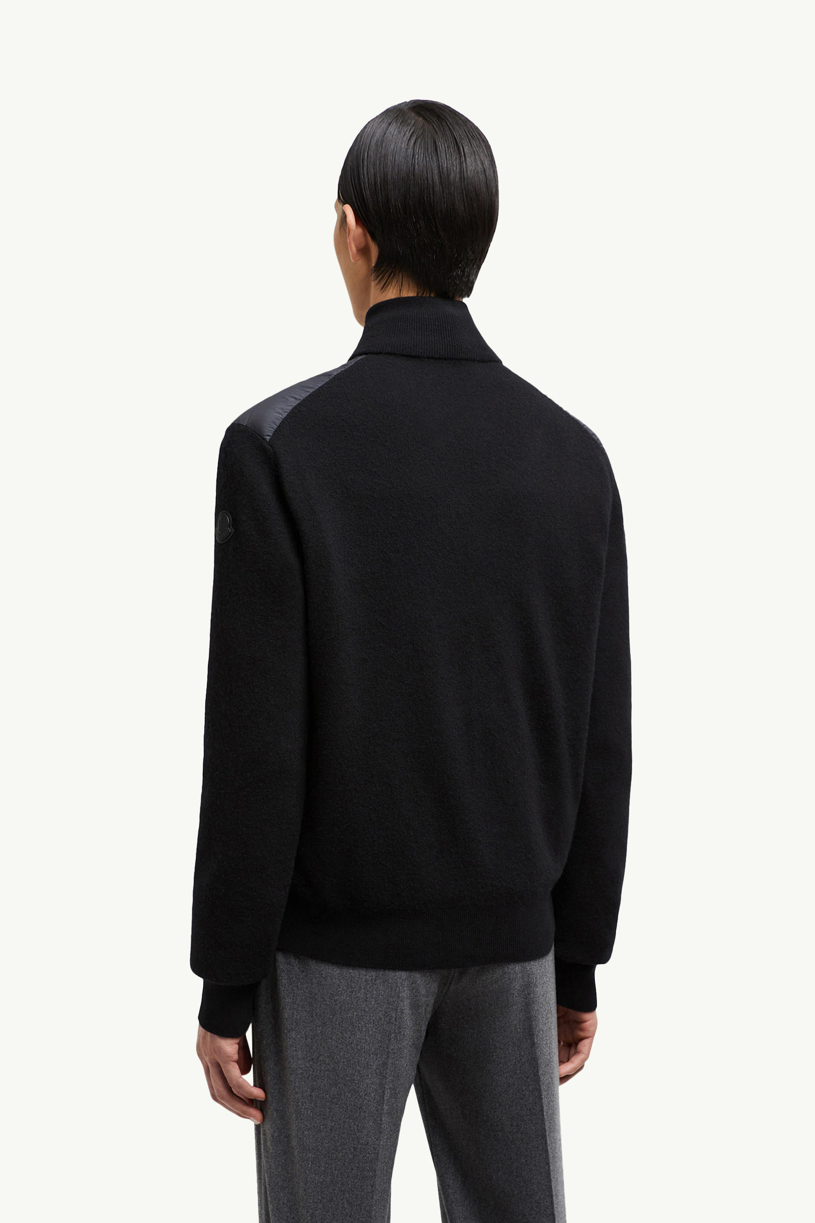 Padded Wool & Cashmere Zip-Up Cardigan Men Black Moncler 4
