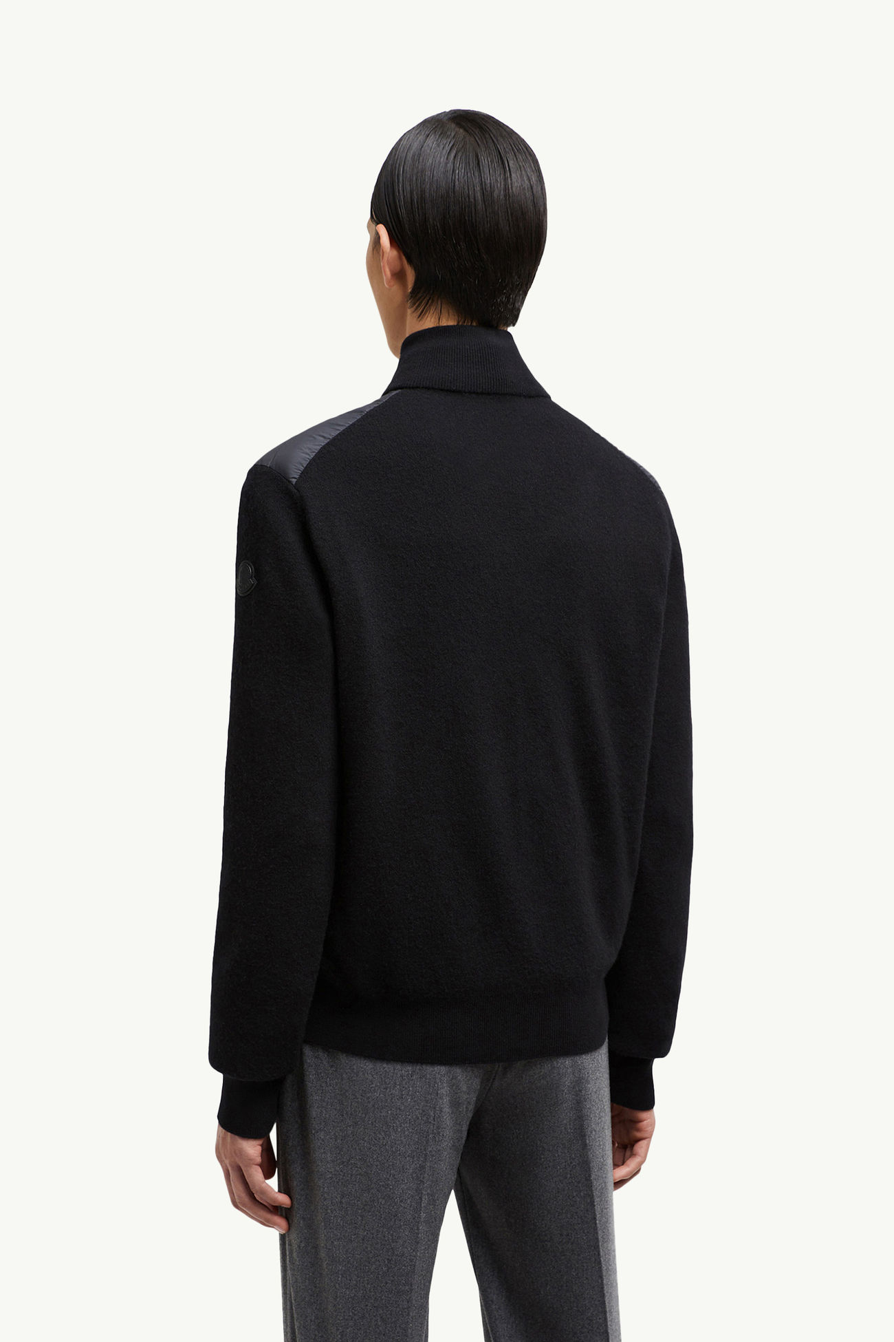 Sudadera acolchado de lana y cachemira con cremallera Hombre Negro Moncler 4