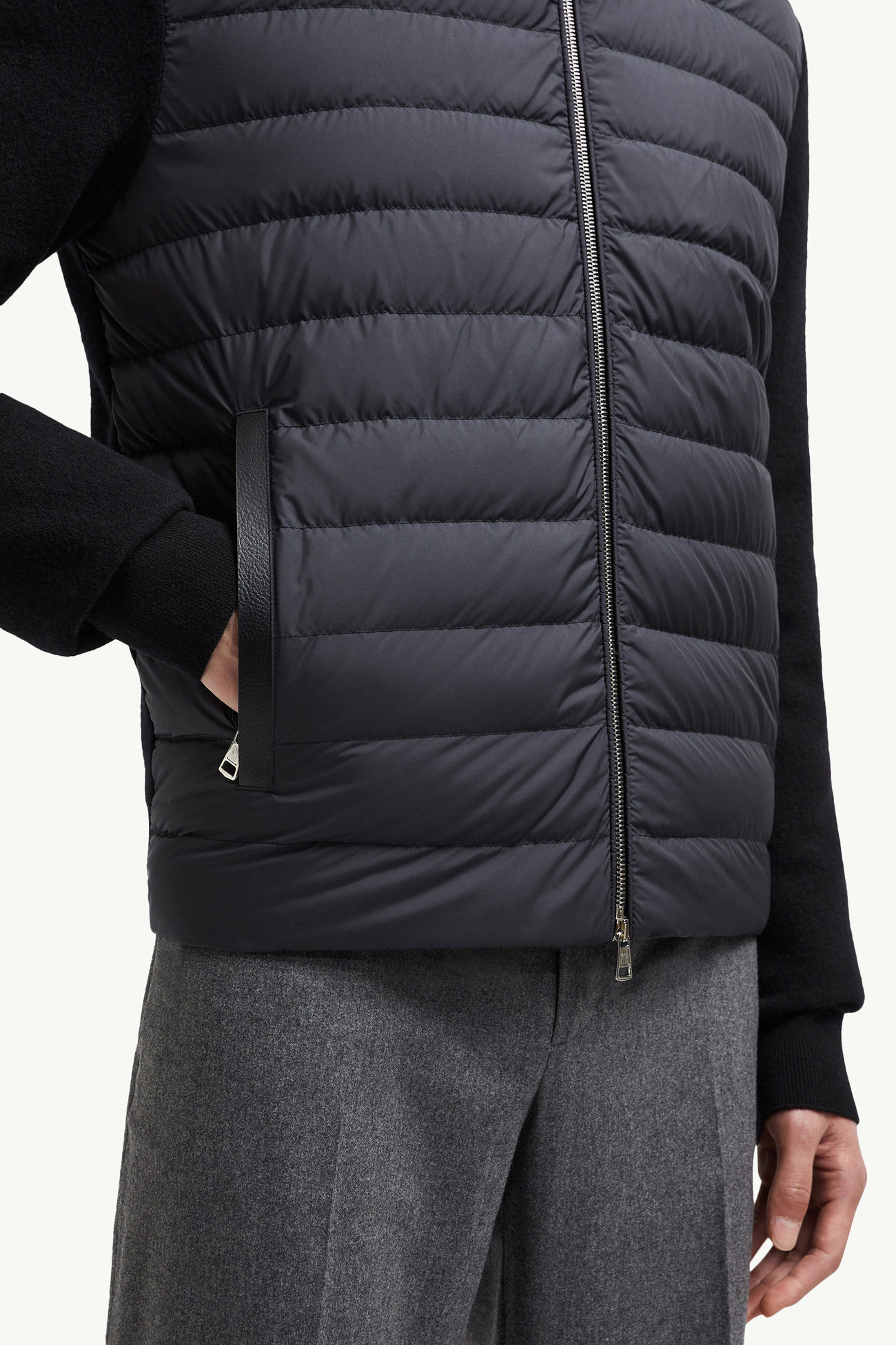 Sudadera acolchado de lana y cachemira con cremallera Hombre Negro Moncler 5