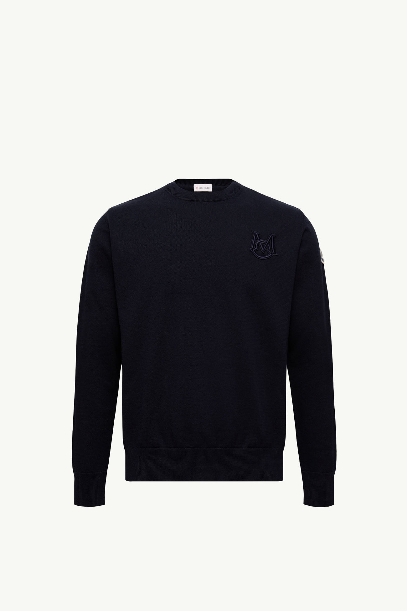 Maglione in cotone con ricamo Uomo Blu Navy Moncler 2