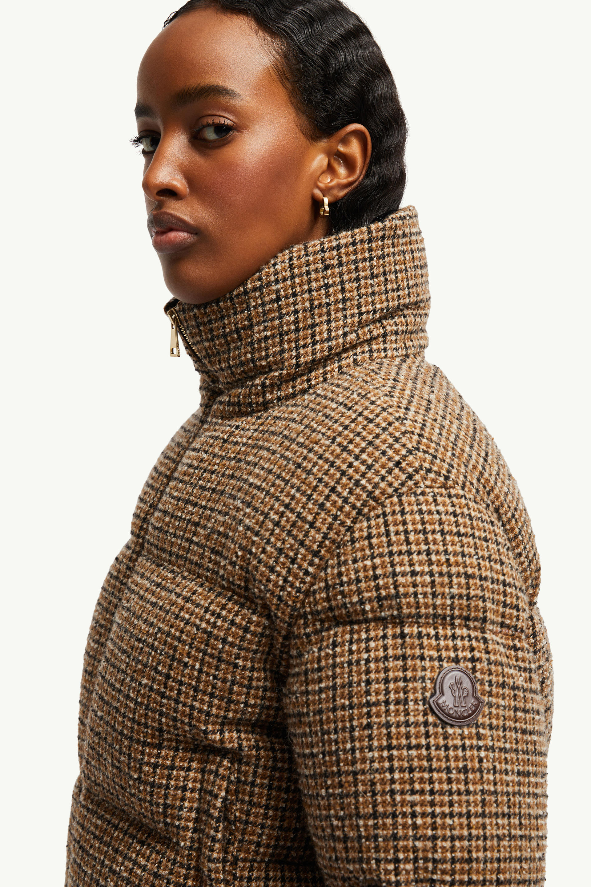 Seboune Wool Bouclé Short Down Jacket Women Beige & Black Moncler 1