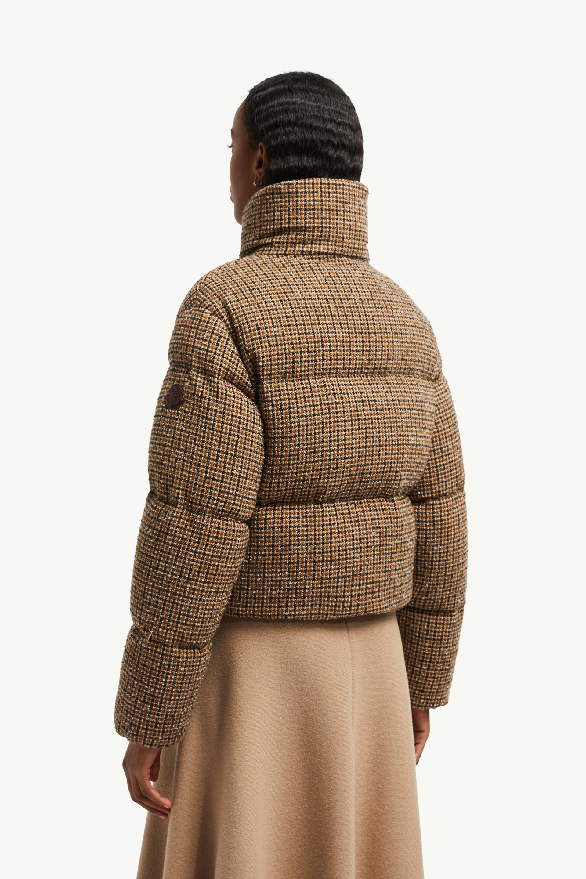 Seboune Wool Bouclé Short Down Jacket Women Beige & Black Moncler 4