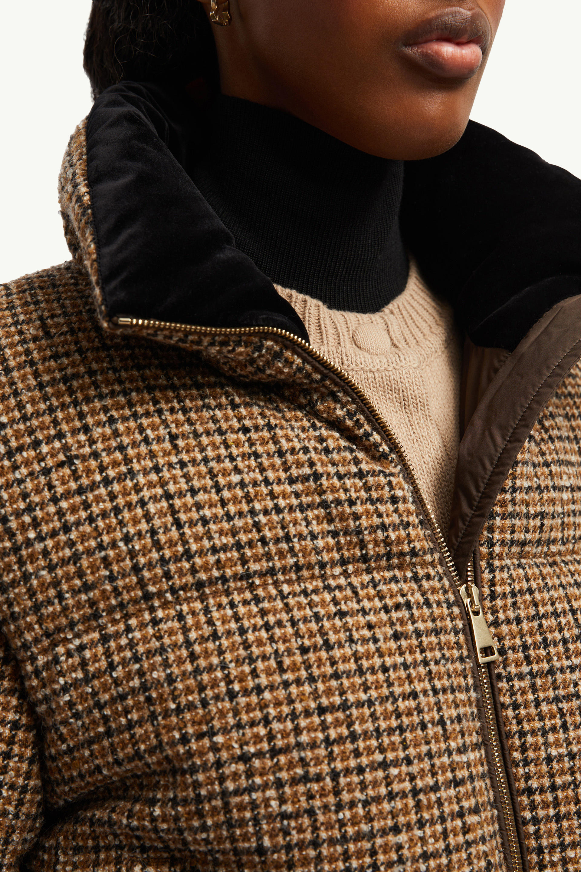 Plumífero corto bouclé de lana Seboune Mujer Beige & Negro Moncler 6