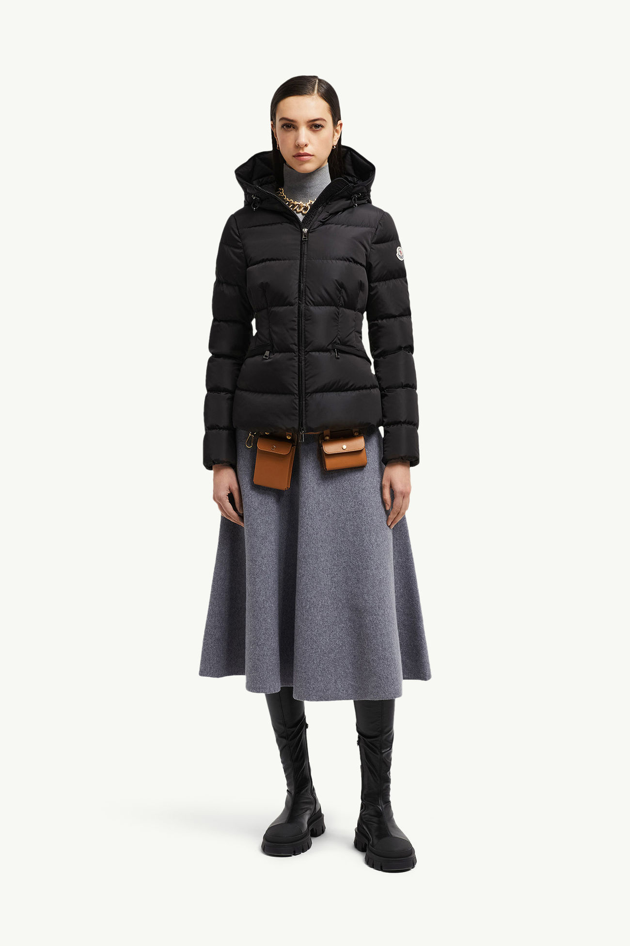 Avoce Hooded Short Down Jacket Women Black Moncler 0