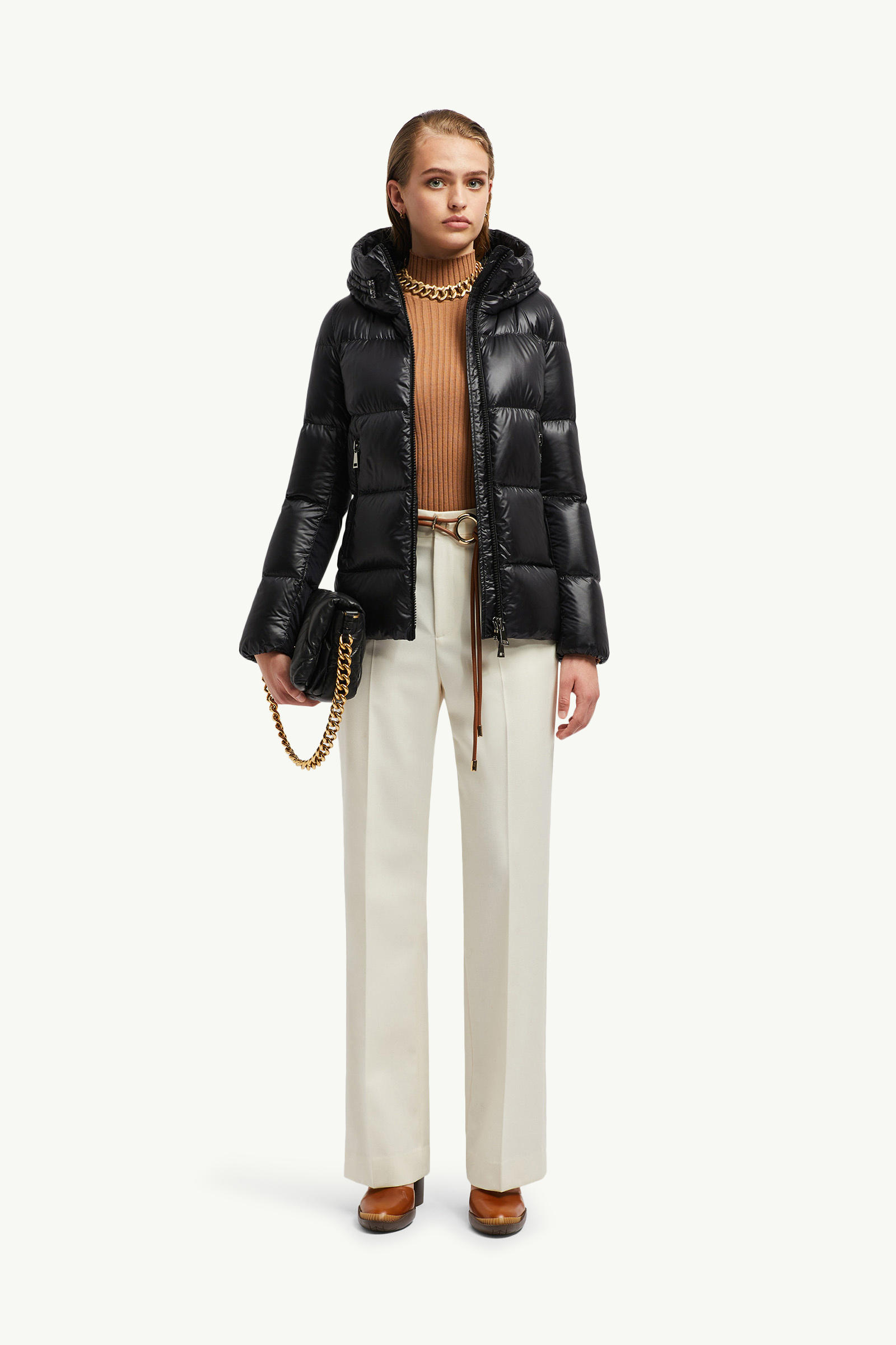 Seritte Hooded Short Down Jacket Women Black Moncler 0