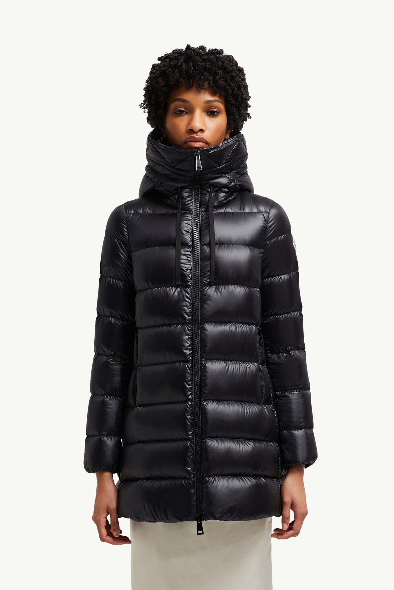 Suyen Hooded Mid-Length Down Jacket Women Black Moncler 3