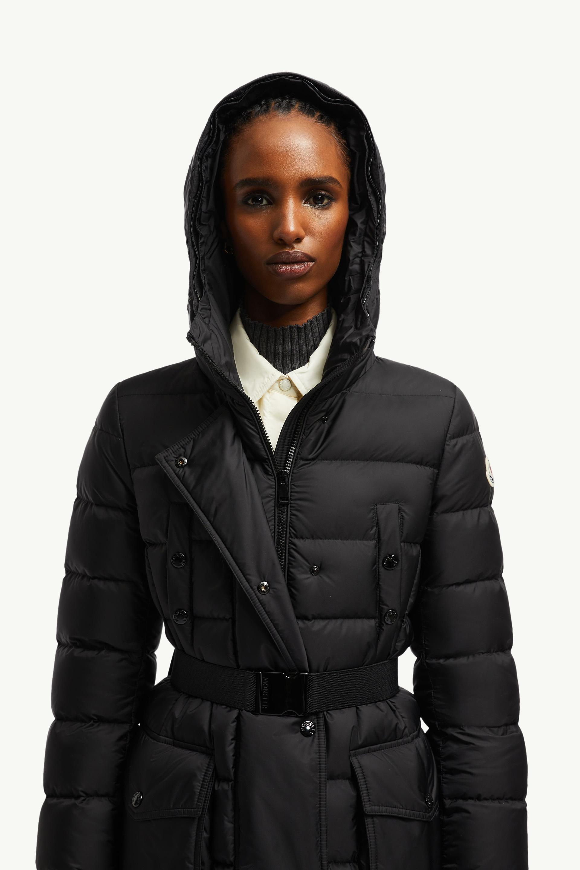 Black & Beige Khloe Hooded Shearling Long Down Jacket - test