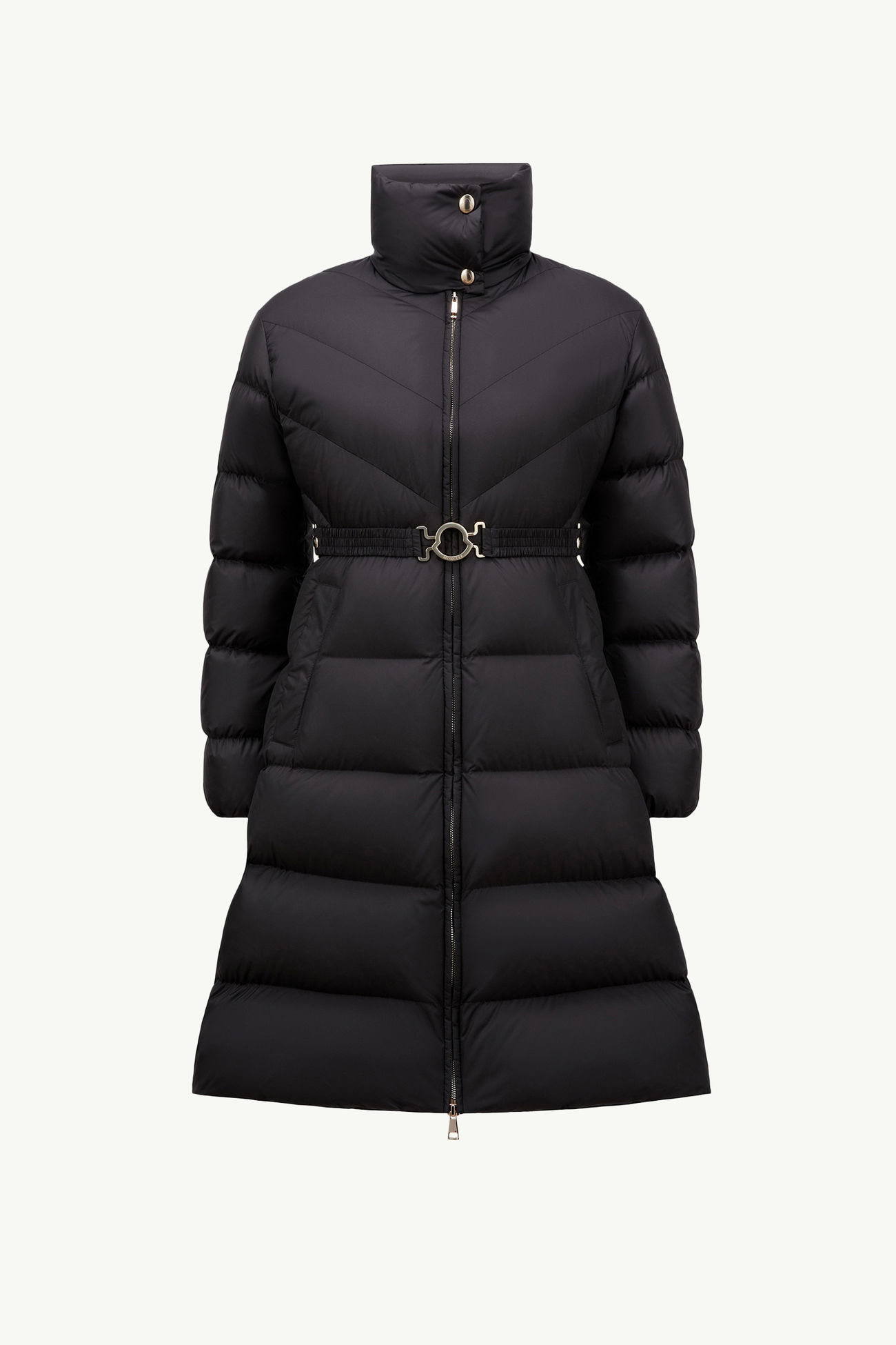 Brou diagonal gesteppte lange Daunenjacke Damen Schwarz Moncler 2