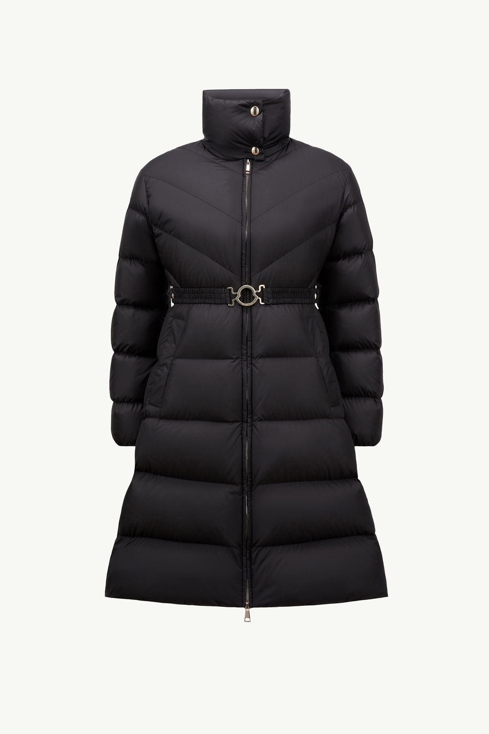 Brou Diagonal-Quilted Long Down Jacket Women Black Moncler 2