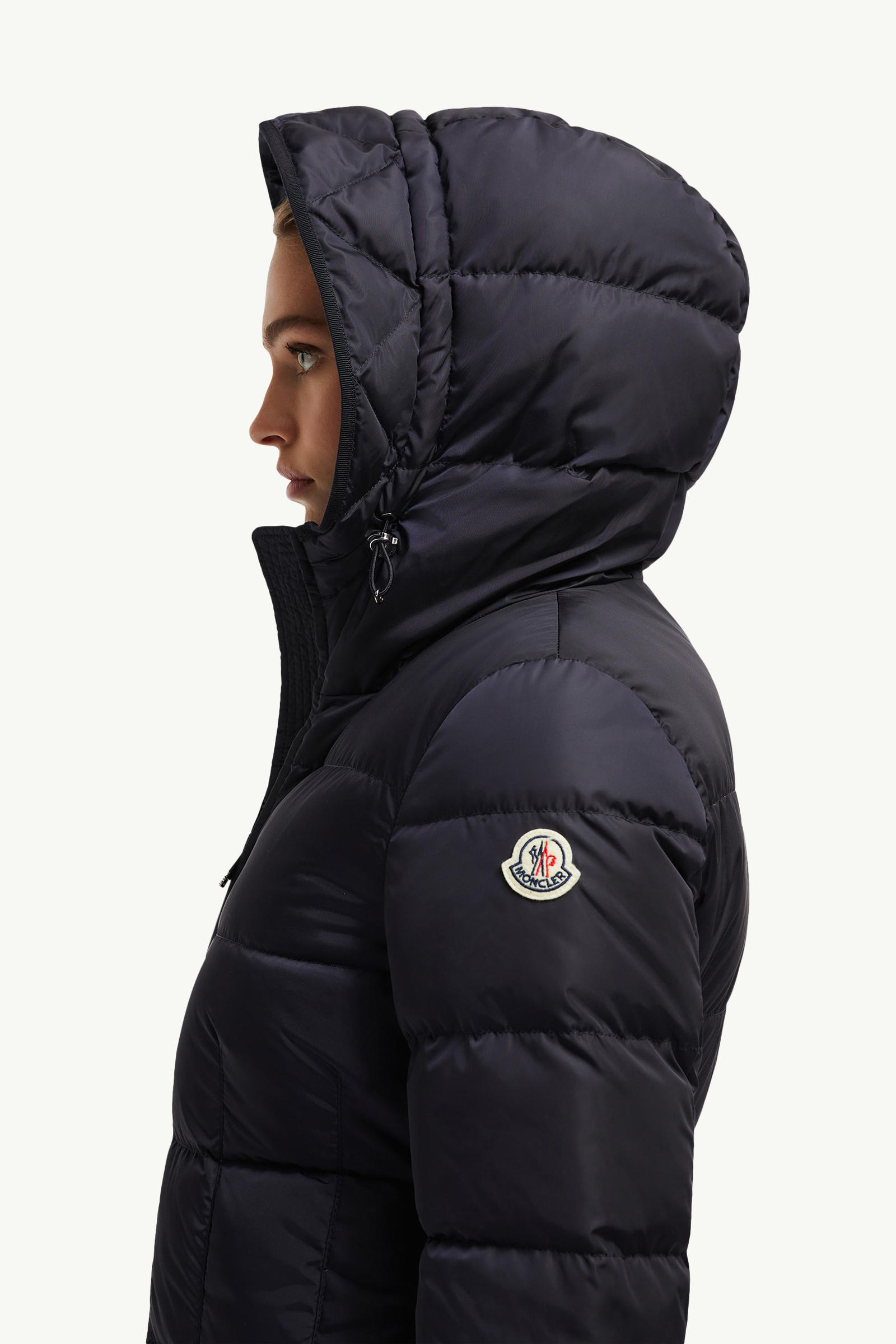 Avocette Hooded Long Down Jacket Women Night Blue Moncler 1