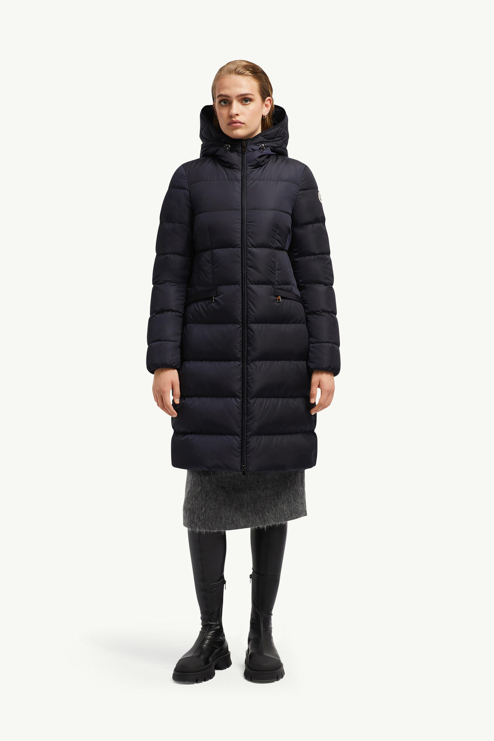 Avocette lange Daunenjacke mit Kapuze Damen Nachtblau Moncler 3