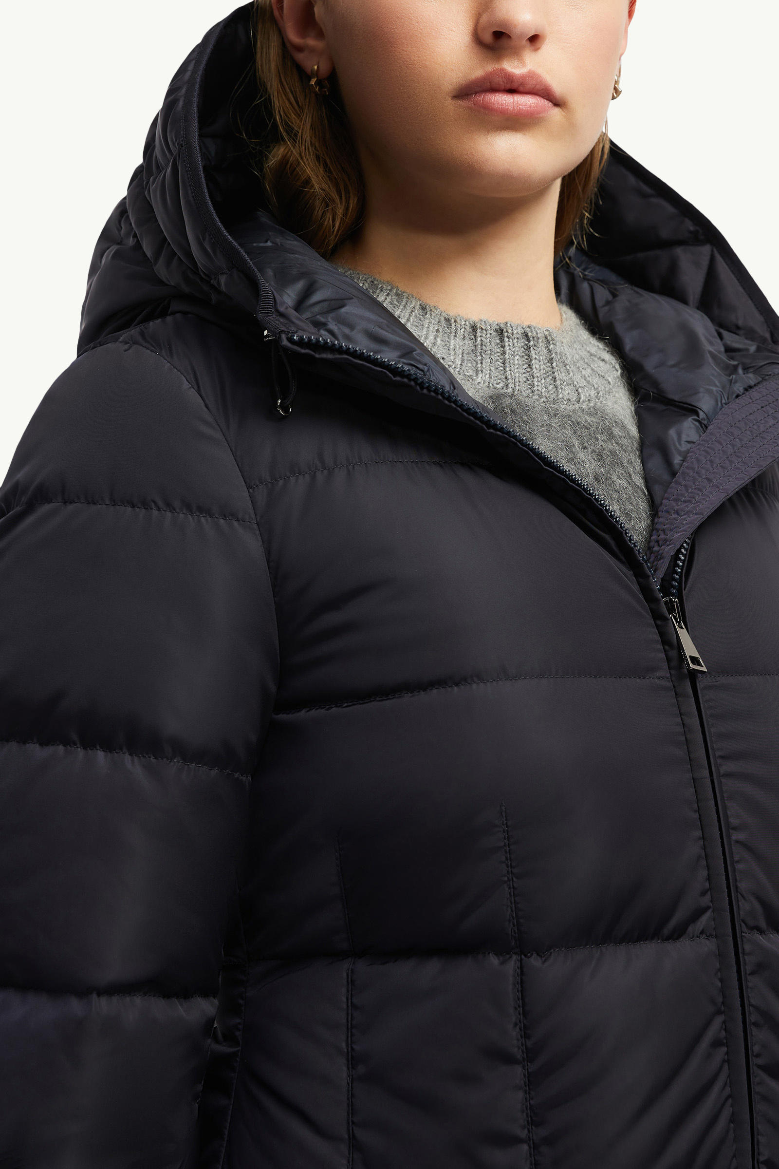 Avocette lange Daunenjacke mit Kapuze Damen Nachtblau Moncler 6