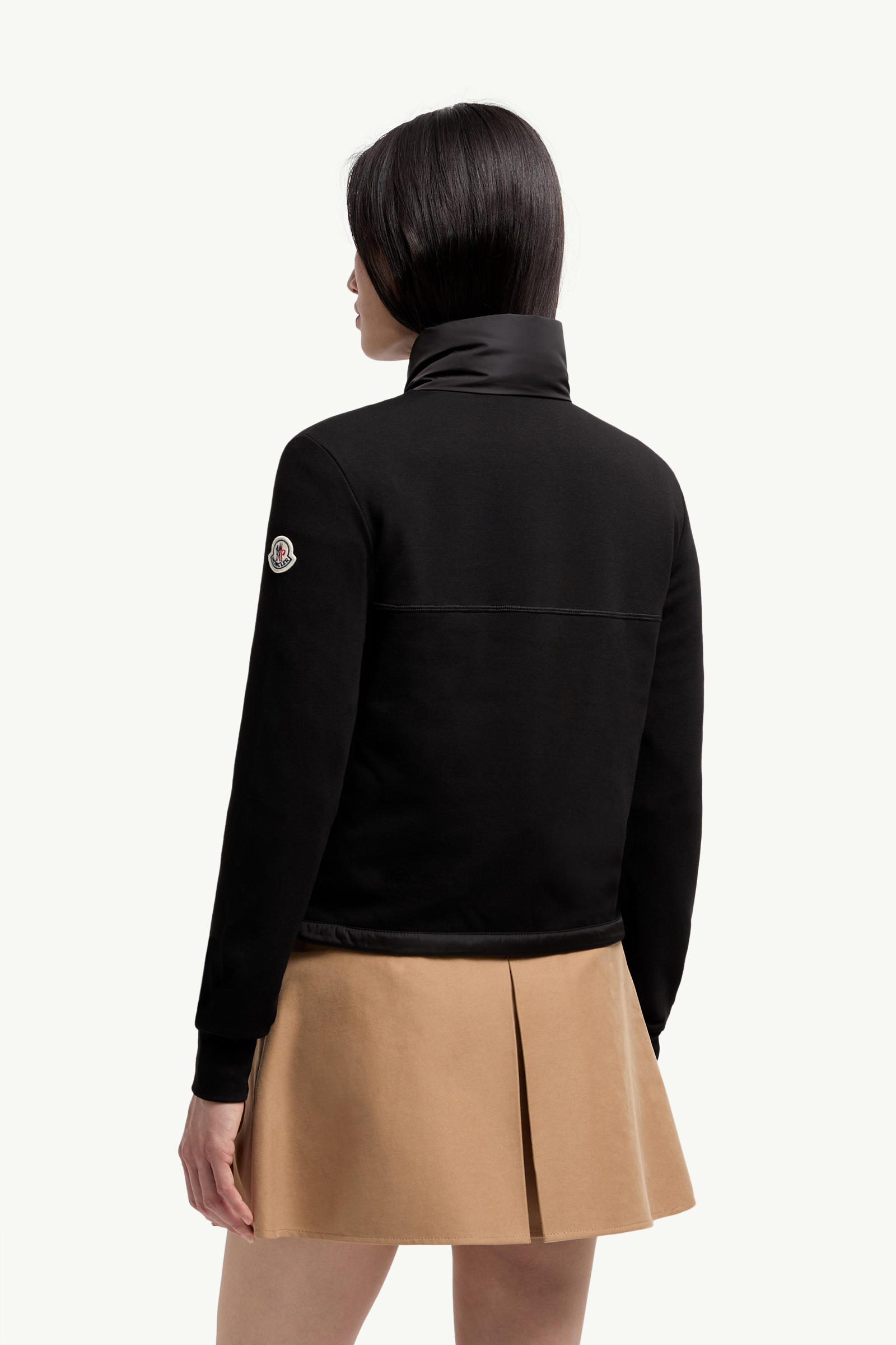 夾層拉鏈開襟毛衣 女士 黑色 Moncler 4