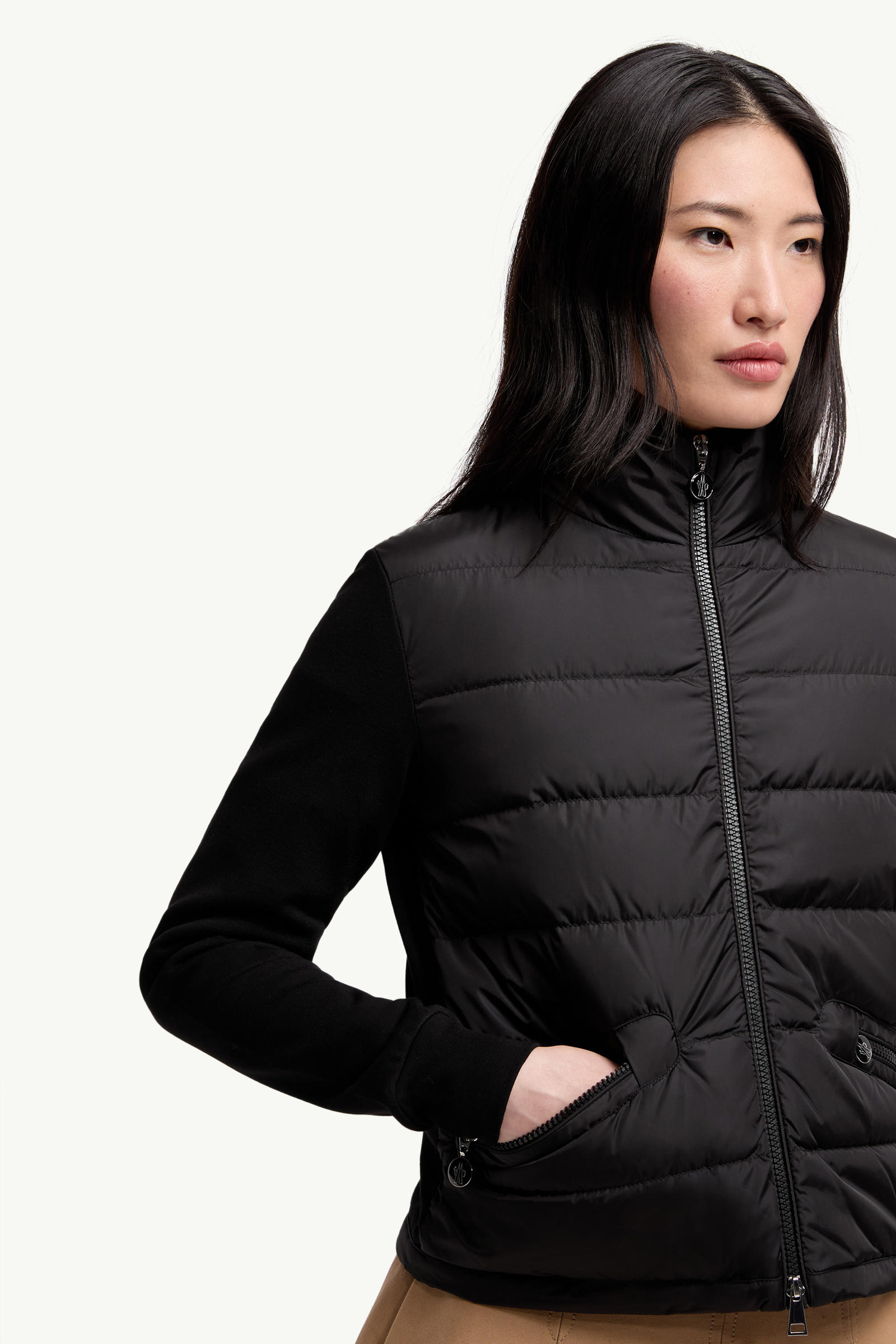 Padded Zip-Up Cardigan Women Black Moncler 5