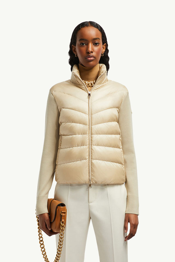 Cardigan matelassé en laine Femmes Beige Moncler 0