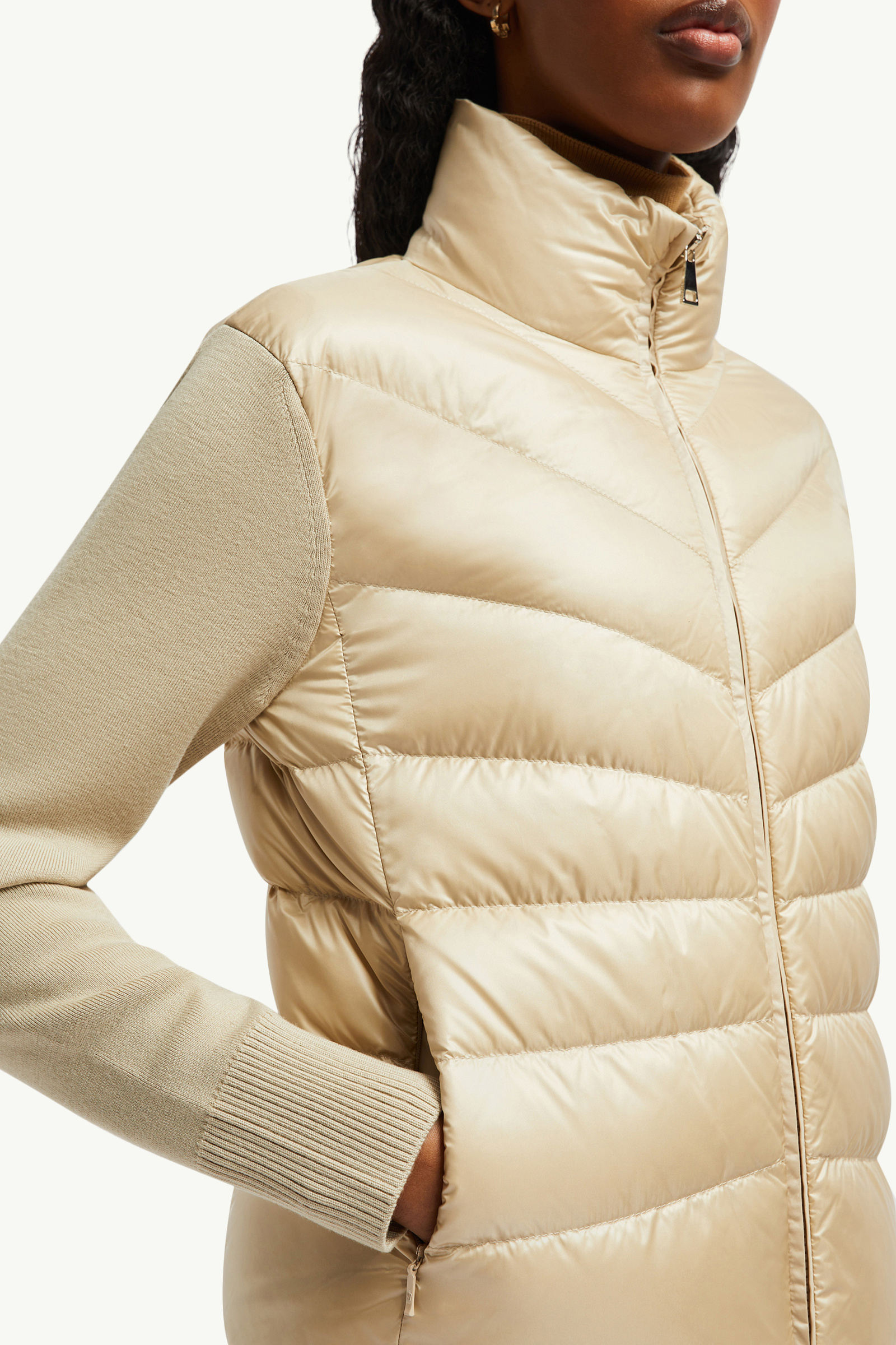 Gepolsterte Strickjacke aus Wolle Damen Beige Moncler 5