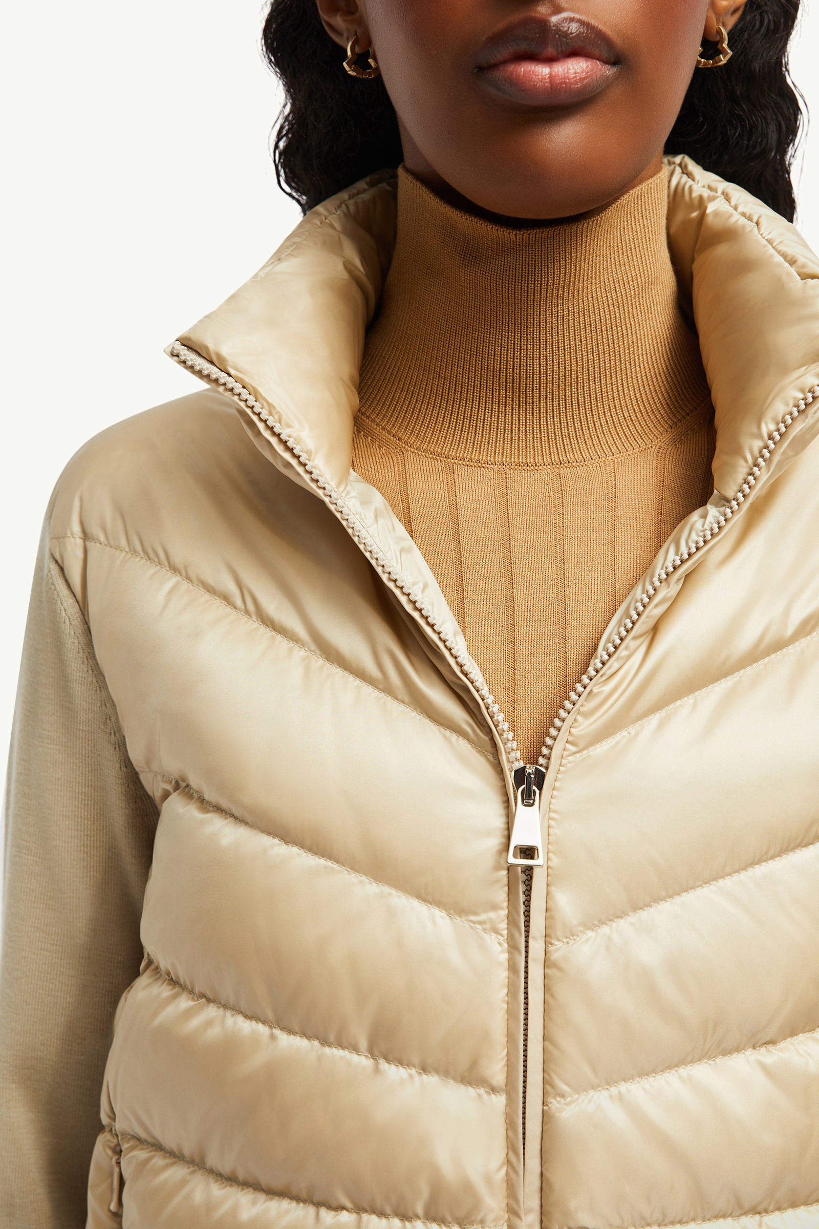 Gepolsterte Strickjacke aus Wolle Damen Beige Moncler 6