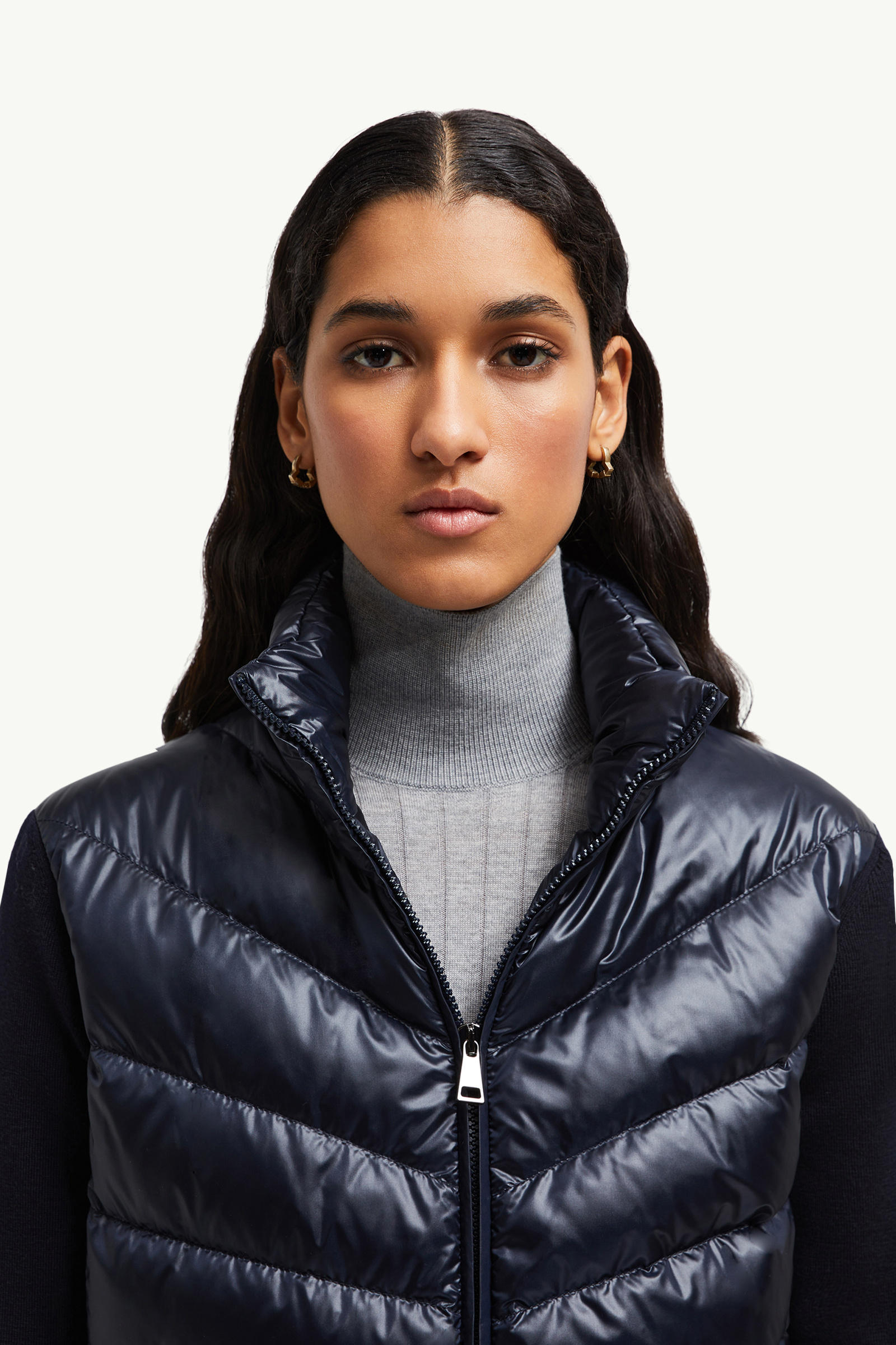 Padded Wool Cardigan Women Navy Blue Moncler 1