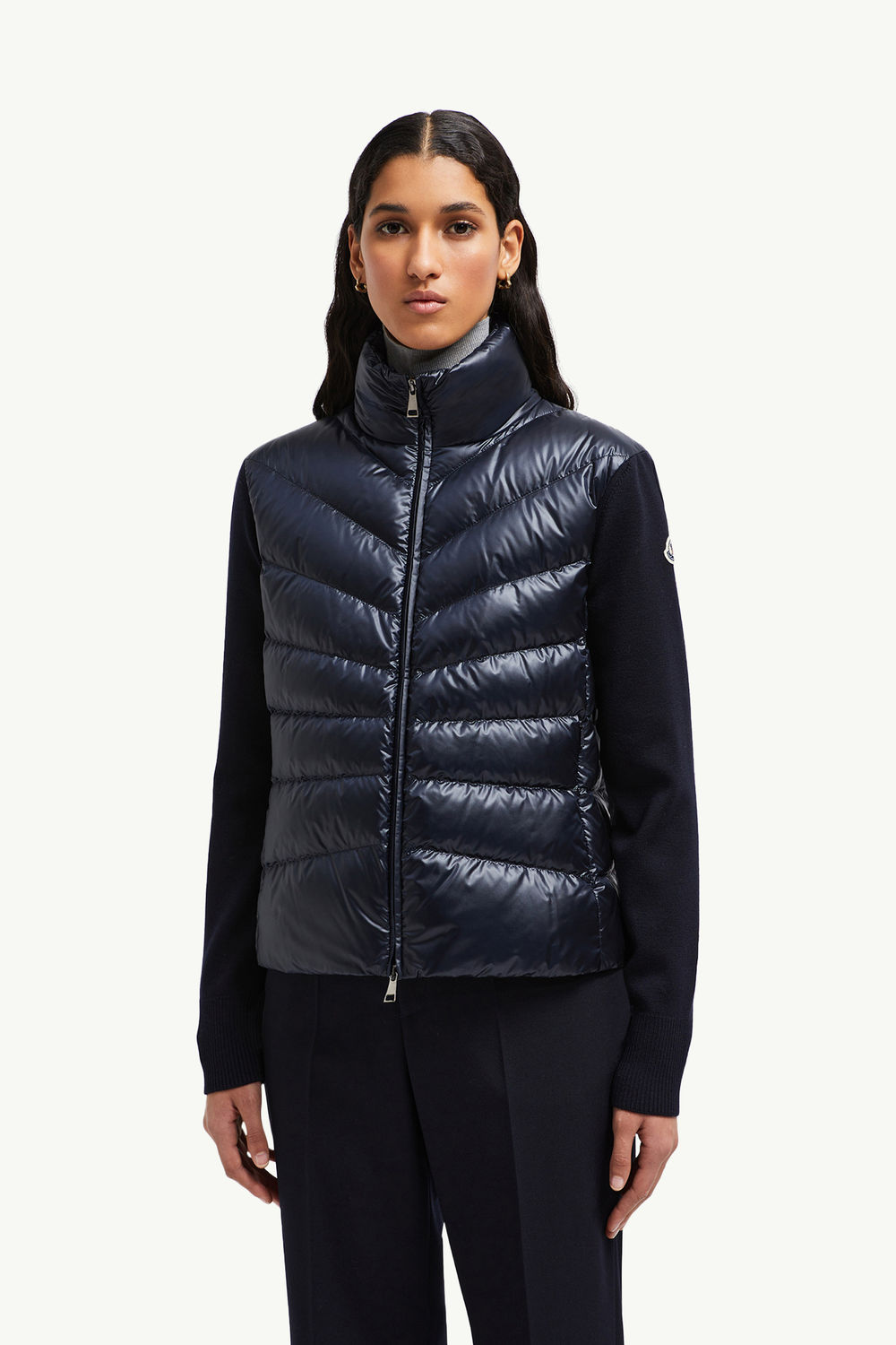 Padded Wool Cardigan Women Navy Blue Moncler 3