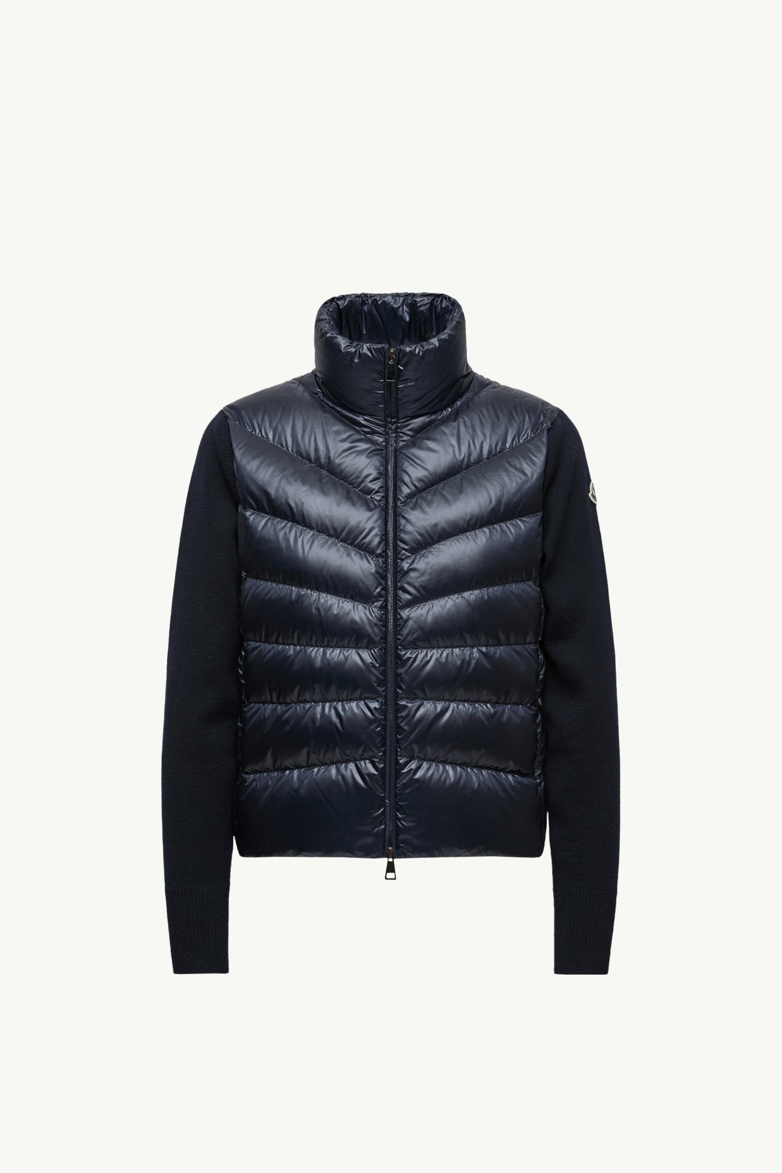 関税込 Moncler PADDED WOOL CARDIGAN J20939B00024M1131778 Navy Blue Padded Wool Cardigan - Sweaters & Cardigans for