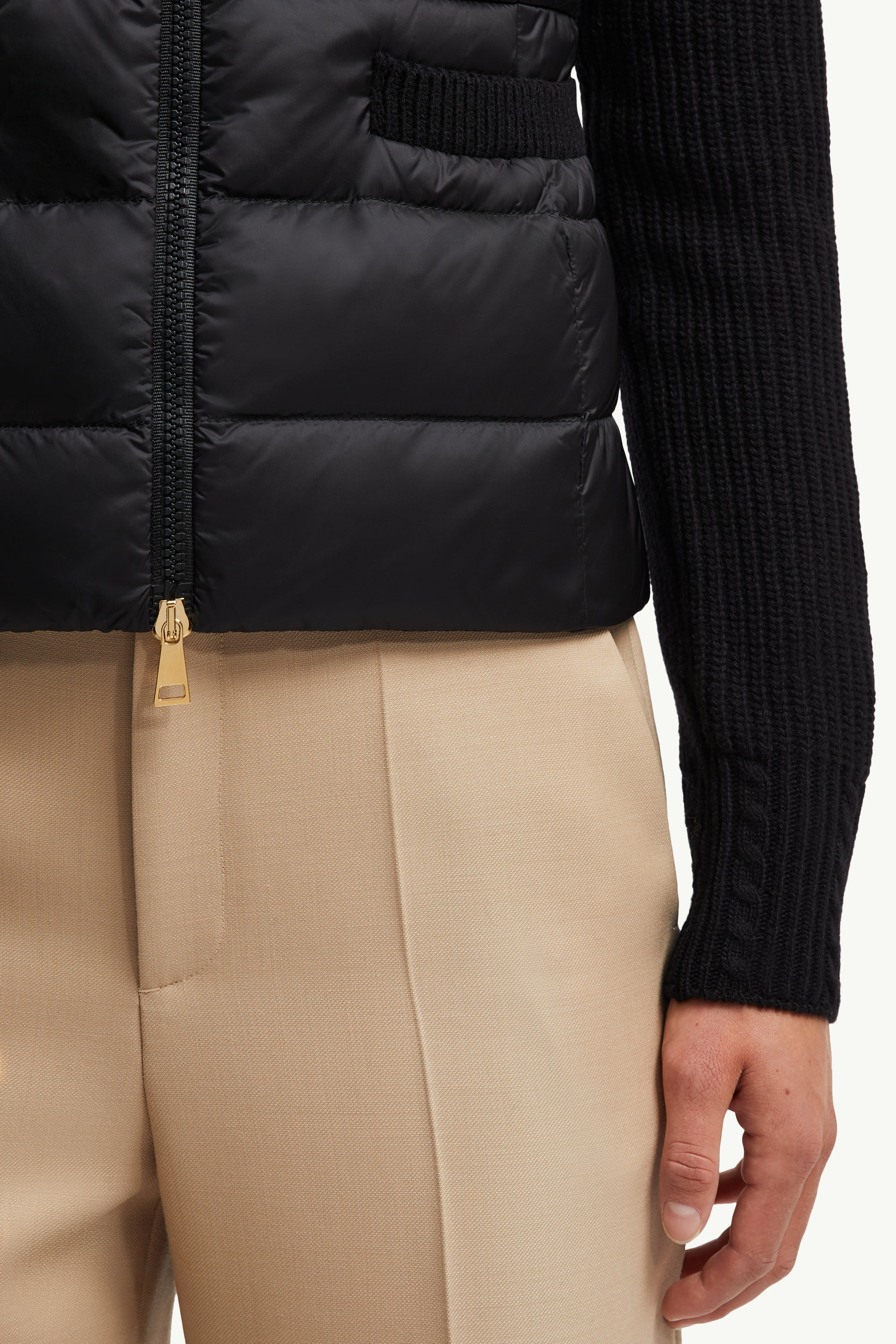 Gepolsterte Strickjacke aus Wolle mit Reißverschluss Damen Schwarz Moncler 5