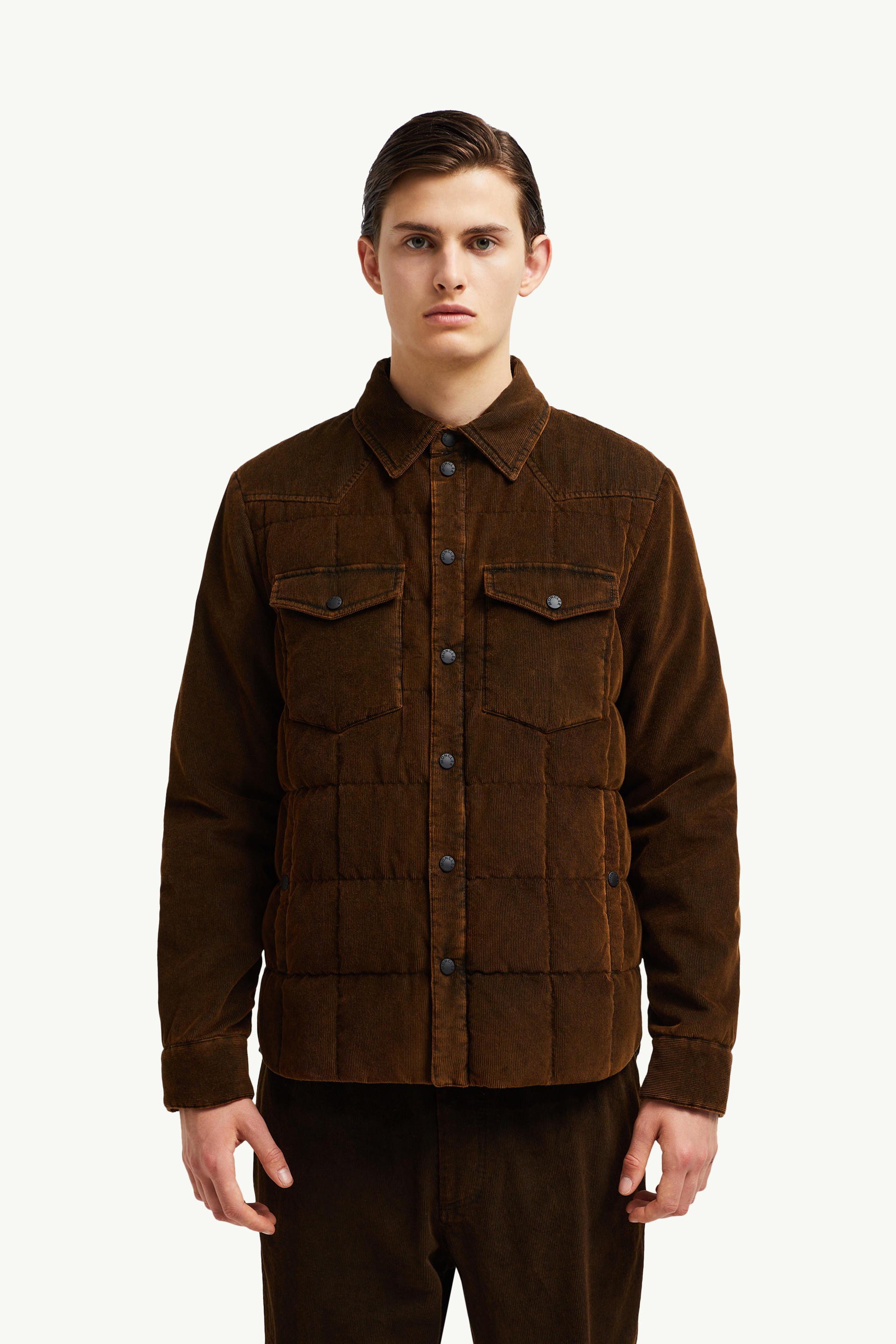 Gelt灯芯绒衬衫式夹克外套 男士 灰棕色 Moncler 3