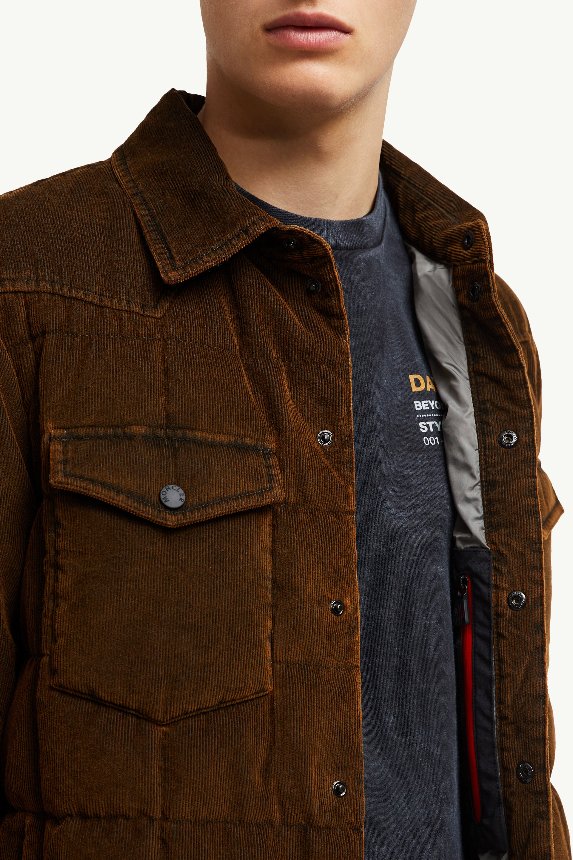 Gelt Corduroy Shirt Jacket Men Dusty Brown Moncler 6