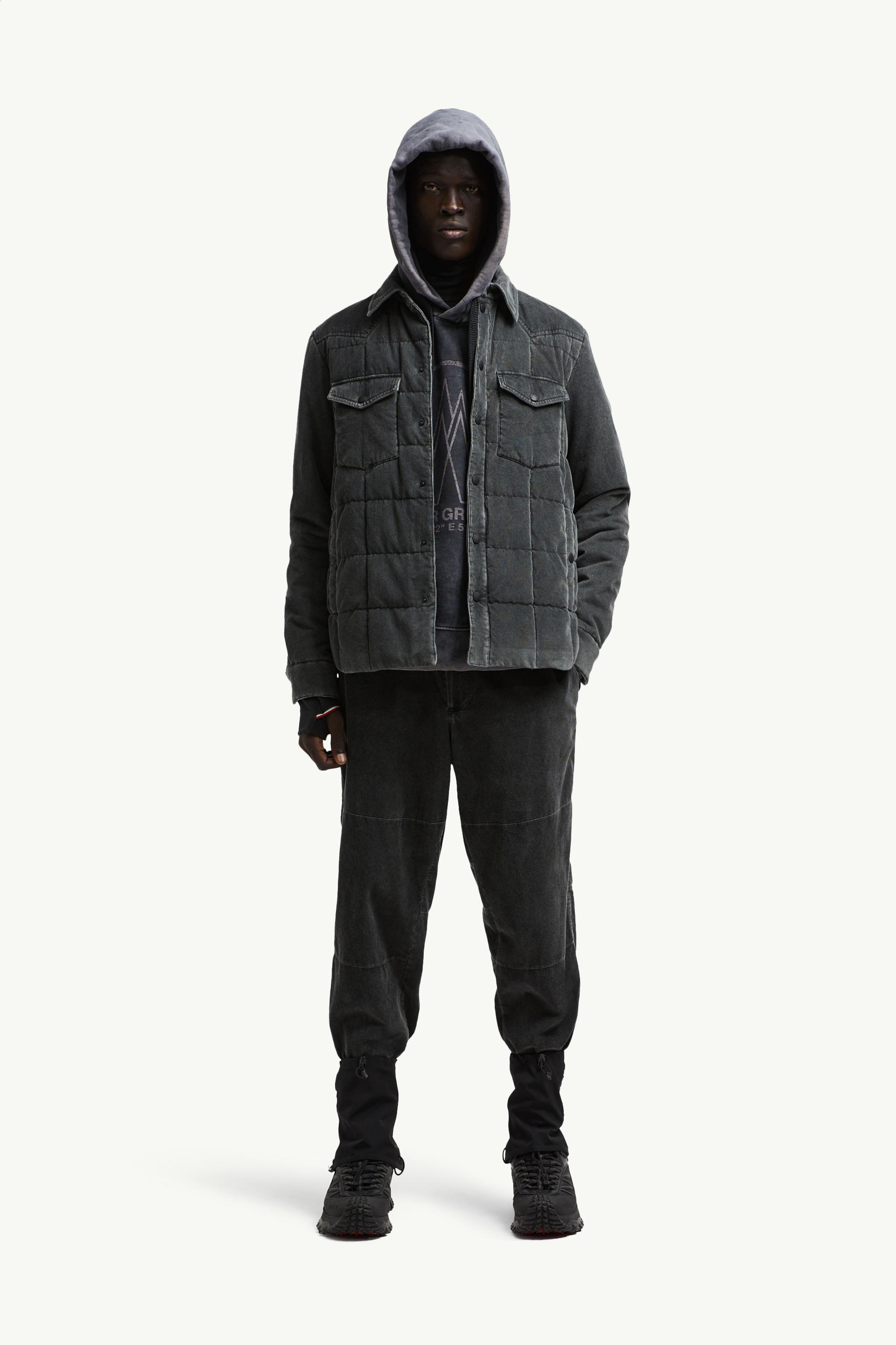 Veste-chemise Gelt en velours côtelé Hommes Gris foncé Moncler 0