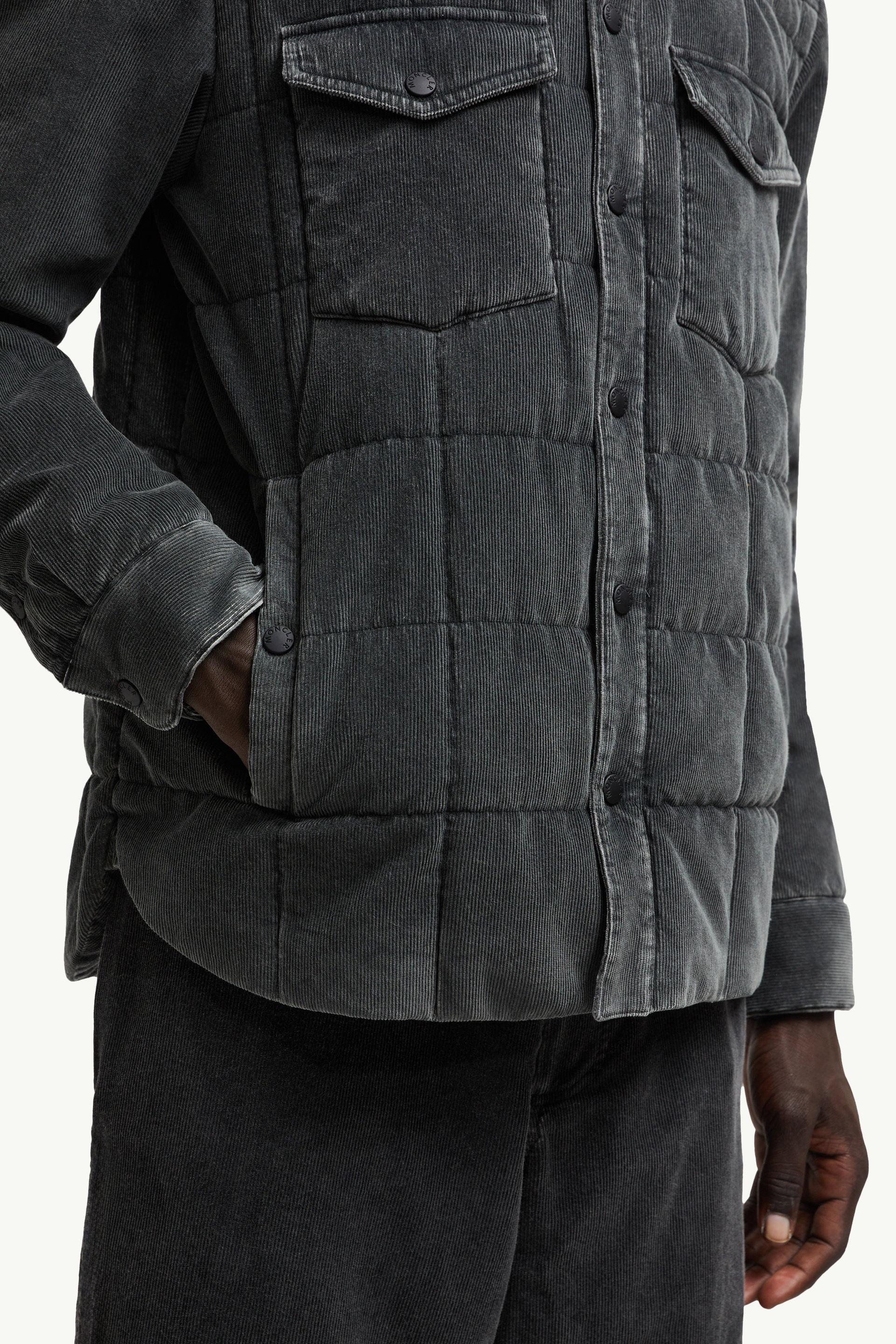 Veste-chemise Gelt en velours côtelé Hommes Gris foncé Moncler 5